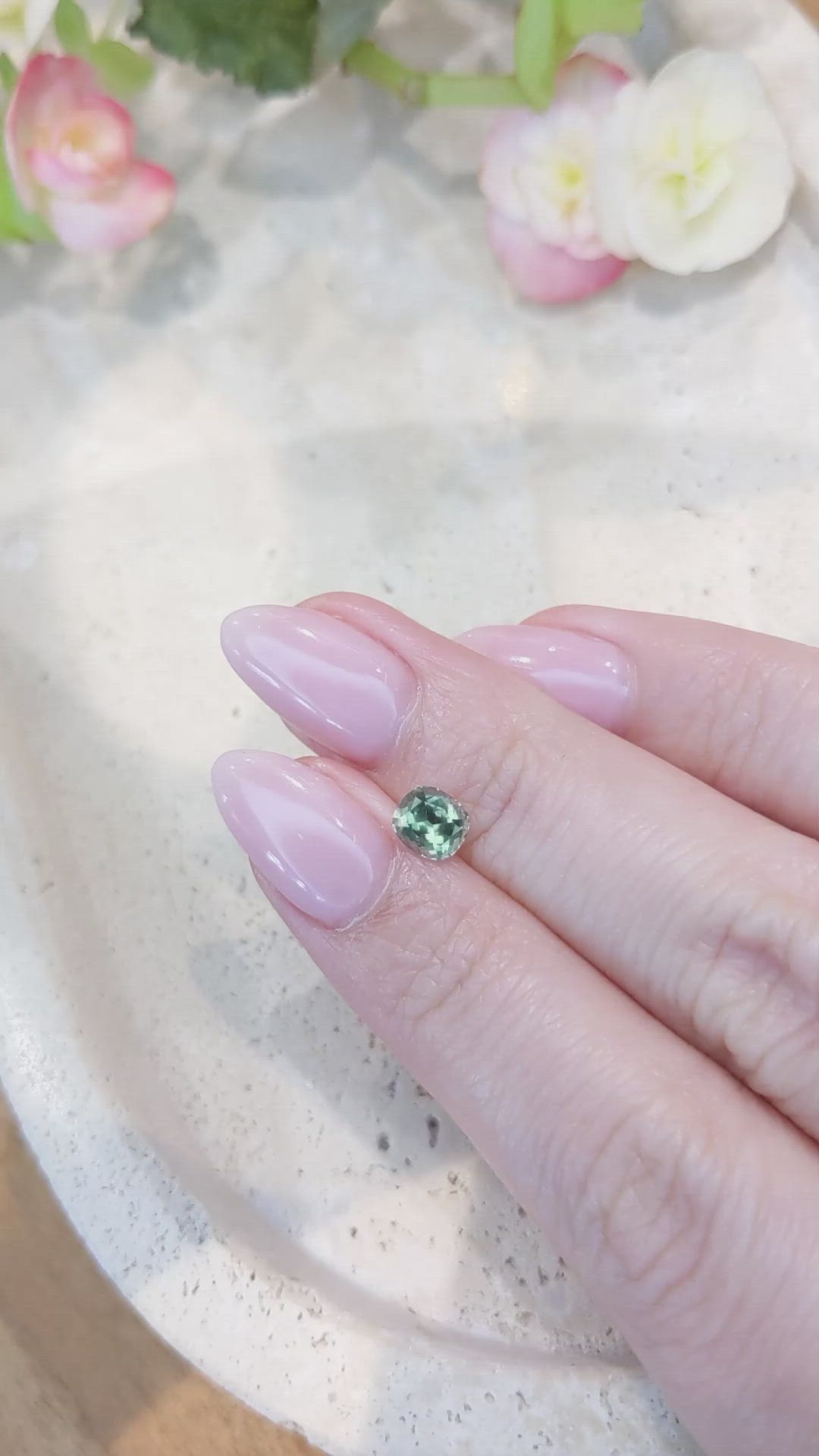 0.87 Ct. Bluish Green Sapphire from Montana Size Video