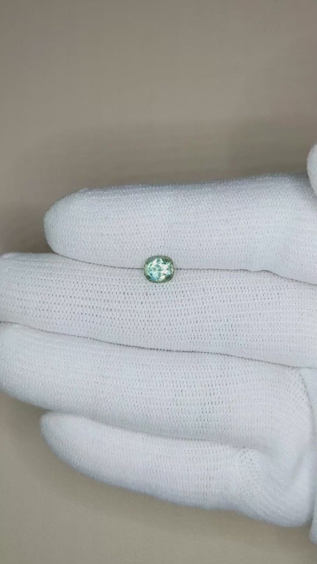 0.87 Ct. Bluish Green Sapphire from Montana Size Video