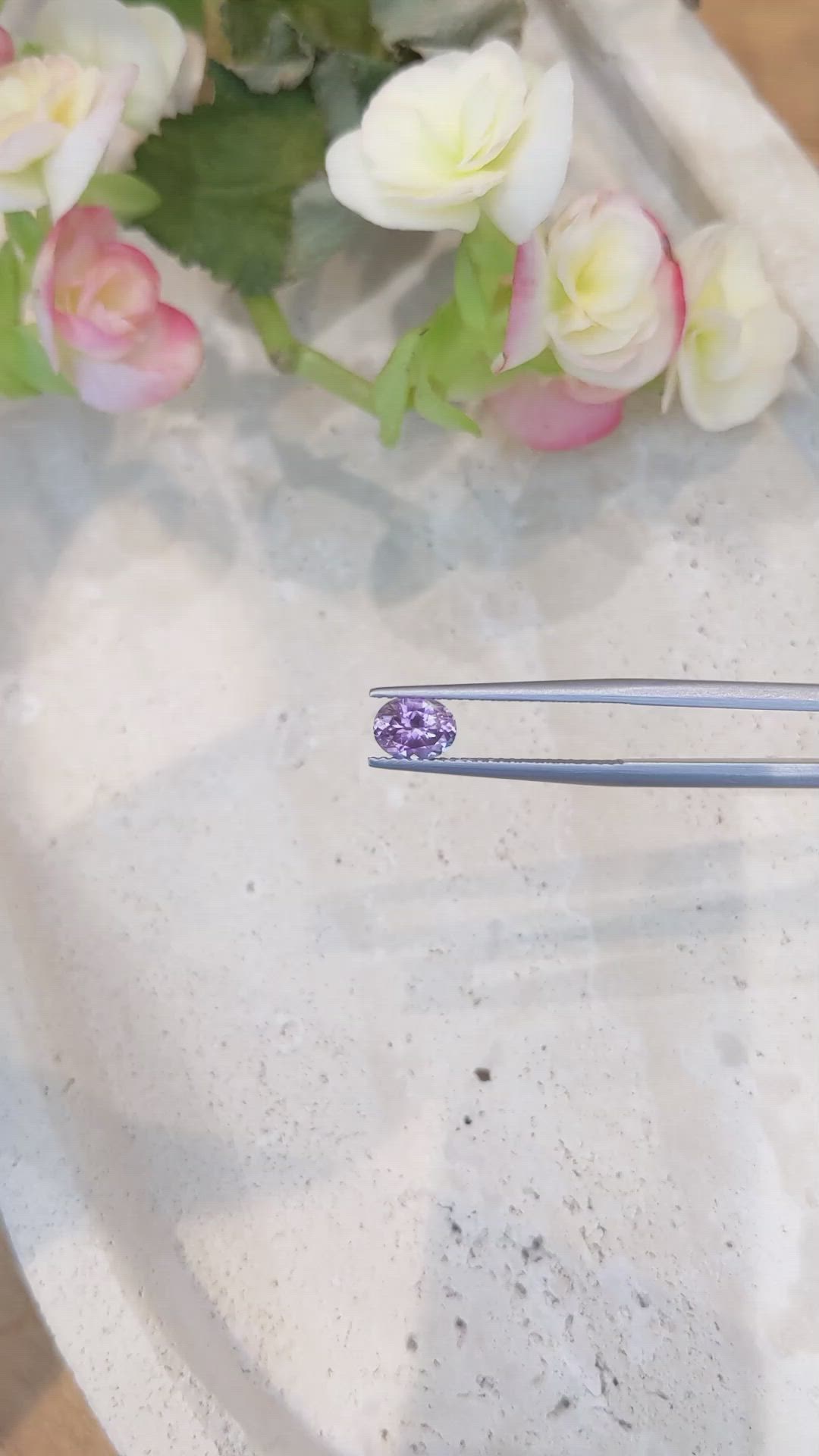 0.91 Ct. Purple Sapphire from Montana Size Video