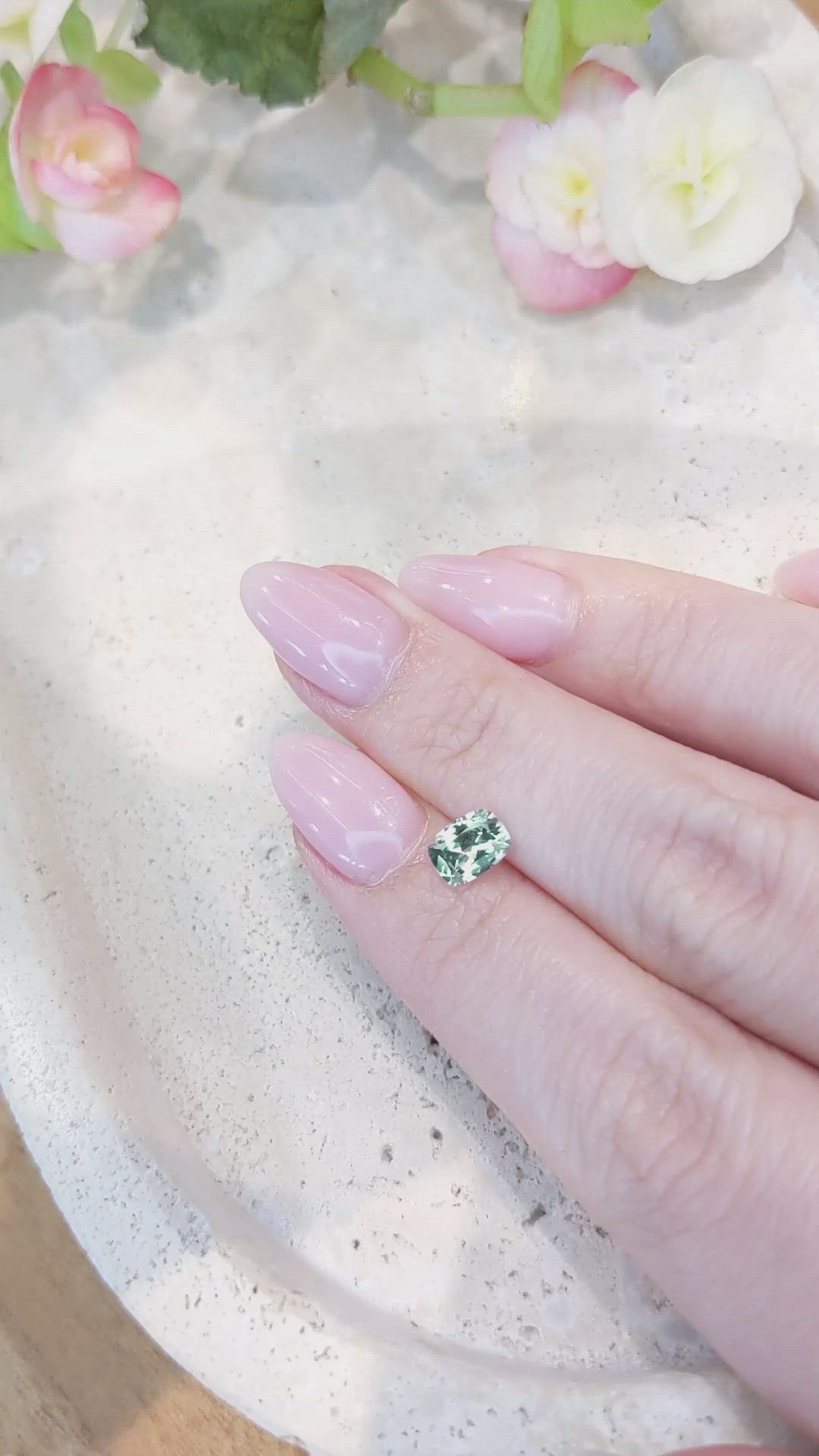 0.92 Ct. Green Sapphire from Montana Size Video