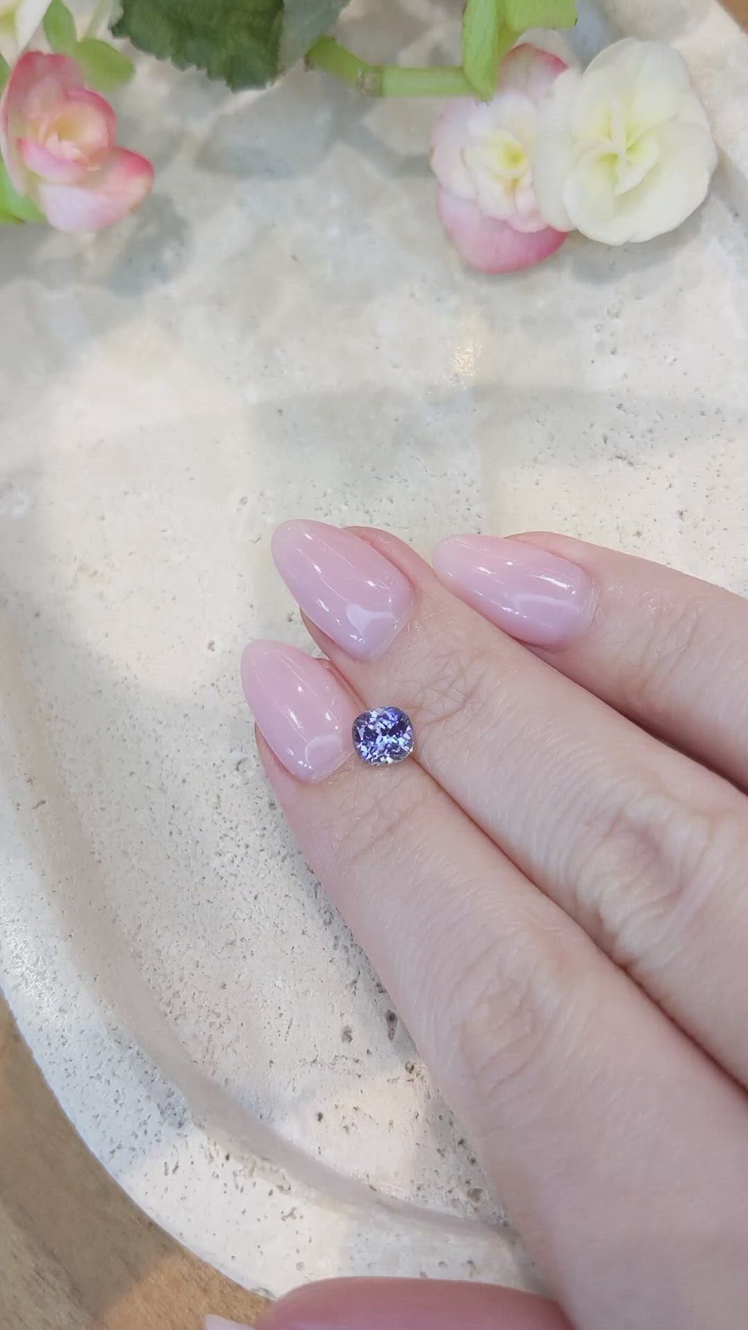 0.92 Ct. Bluish Purple Sapphire from Montana Size Video