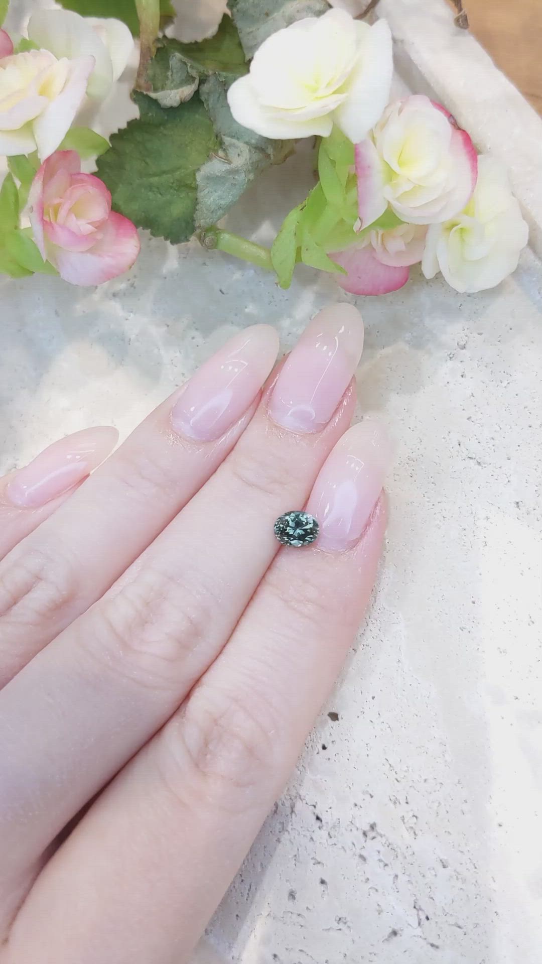0.93 Ct. Bluish Green Sapphire from Montana Size Video
