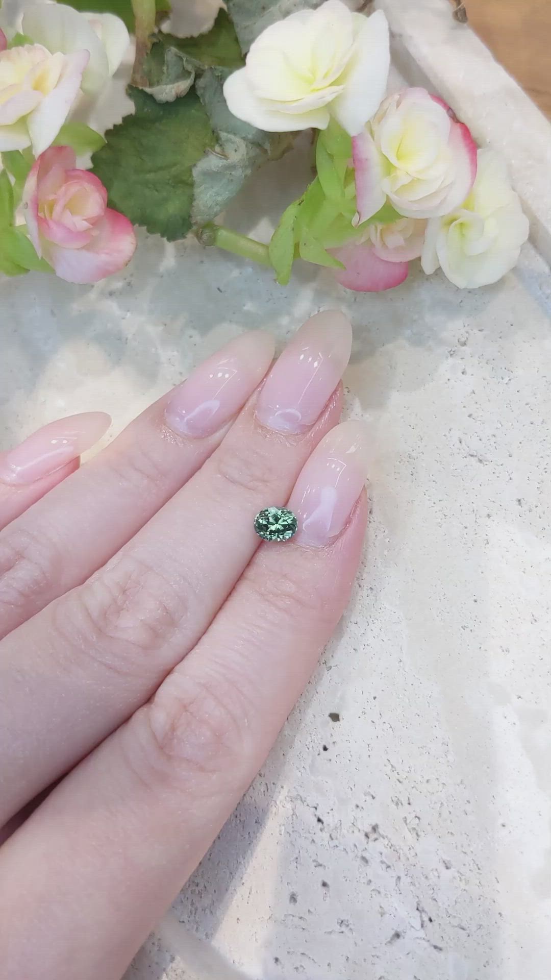 0.94 Ct. Bluish Green Sapphire from Montana Size Video
