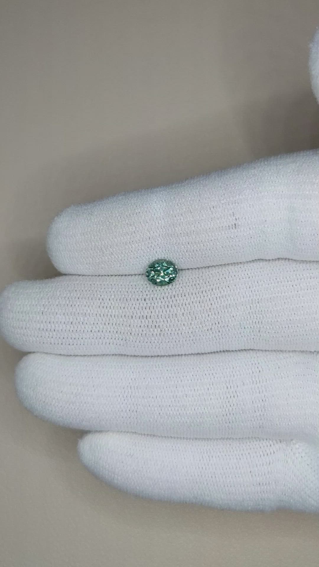 0.94 Ct. Bluish Green Sapphire from Montana Size Video