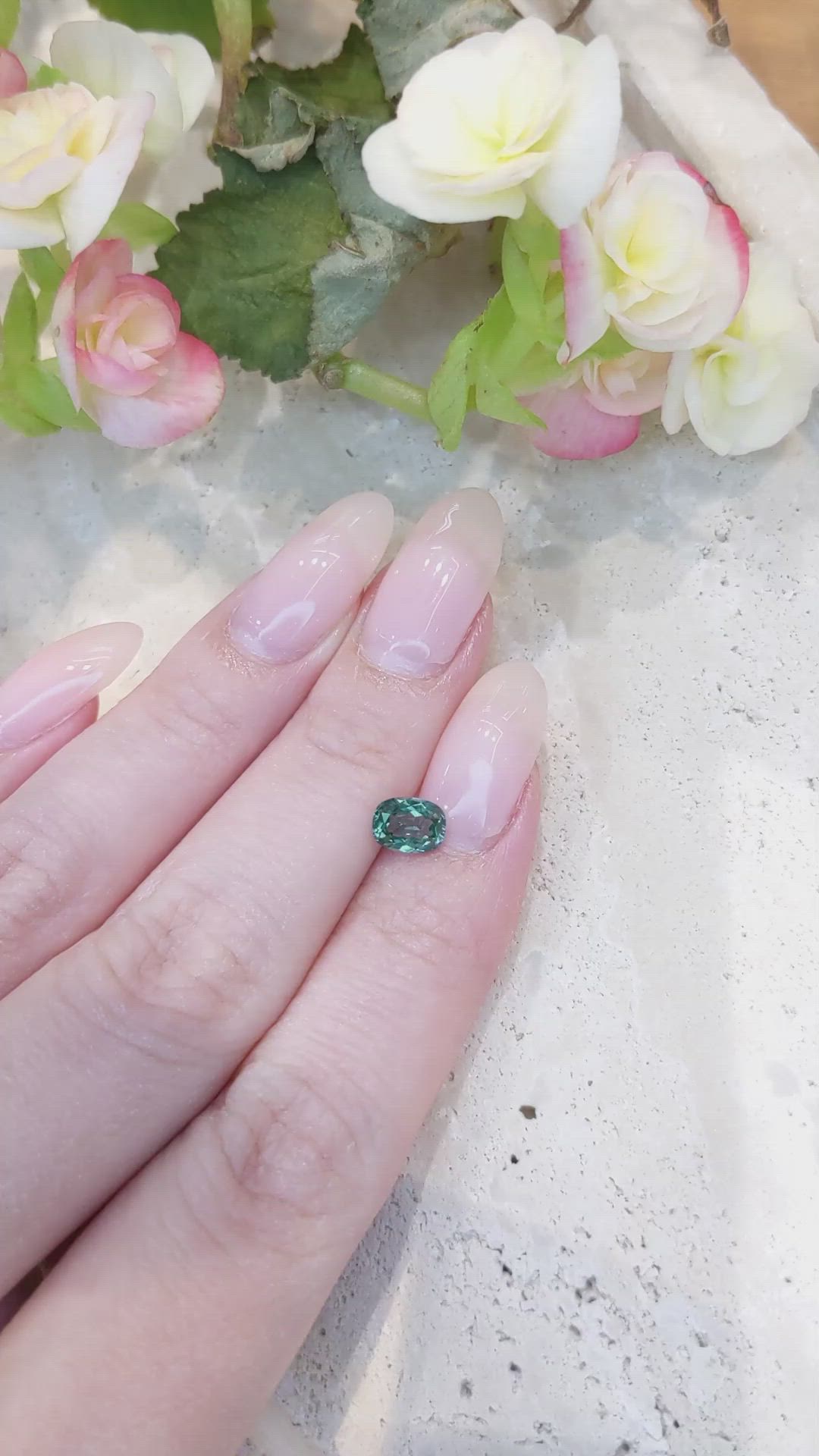 0.94 Ct. Bluish Green Sapphire from Montana Size Video