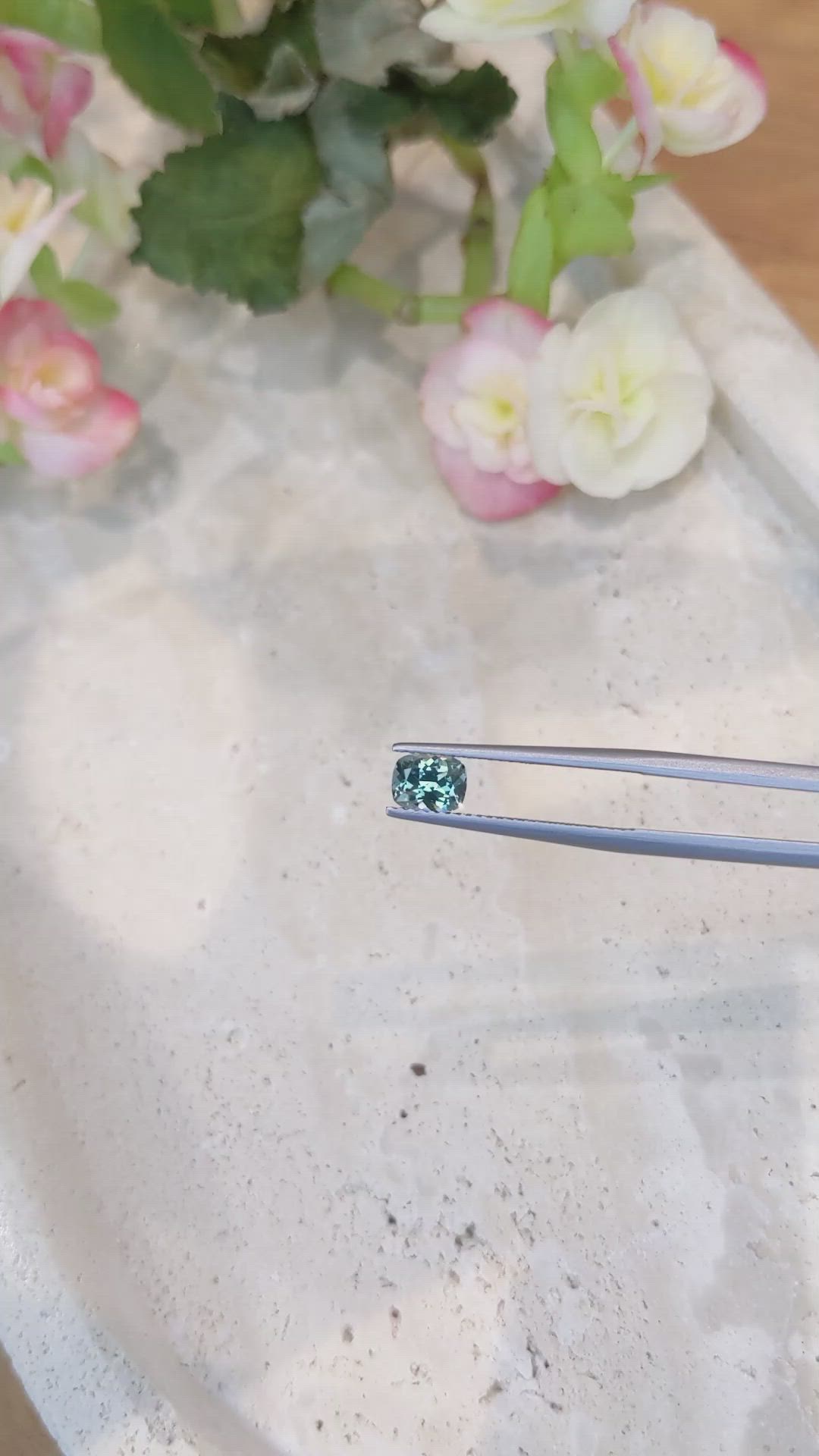 0.95 Ct. Bluish Green Sapphire from Montana Size Video
