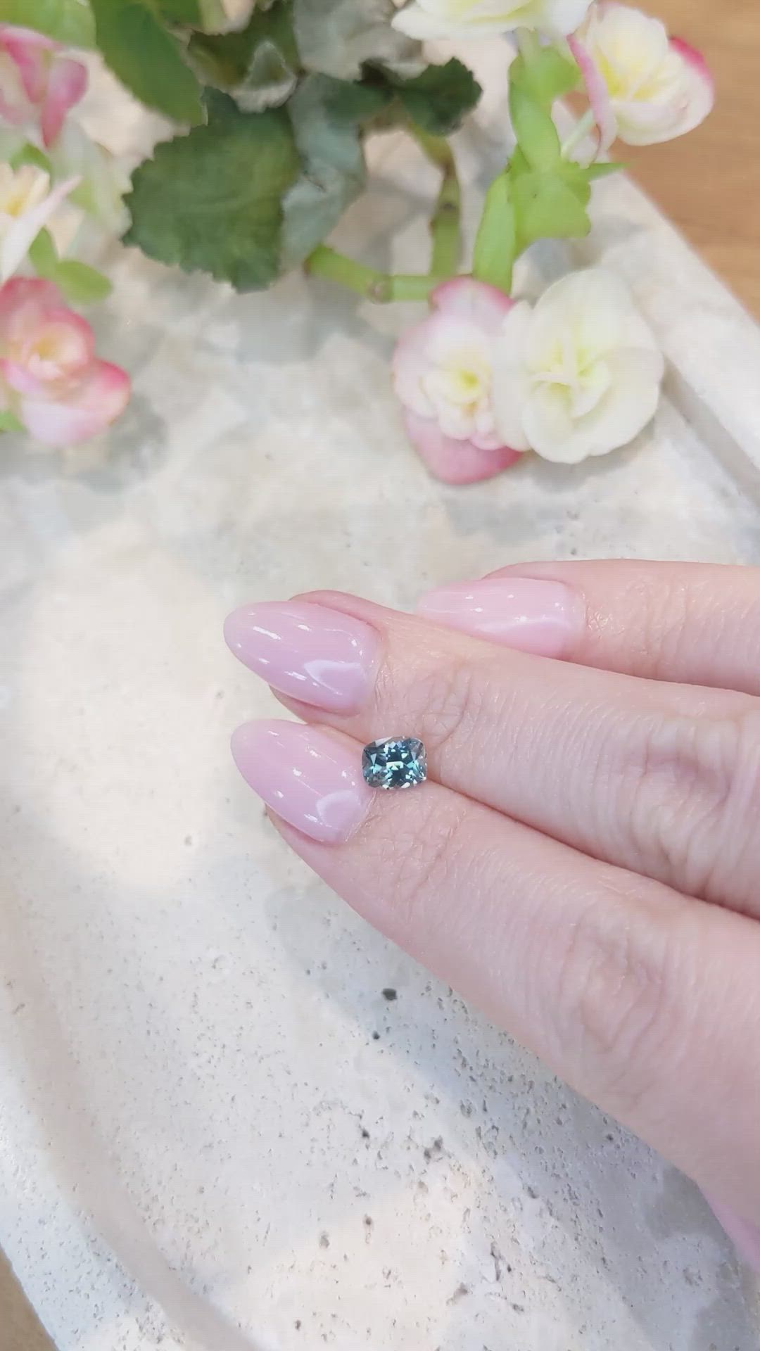 0.95 Ct. Bluish Green Sapphire from Montana Size Video