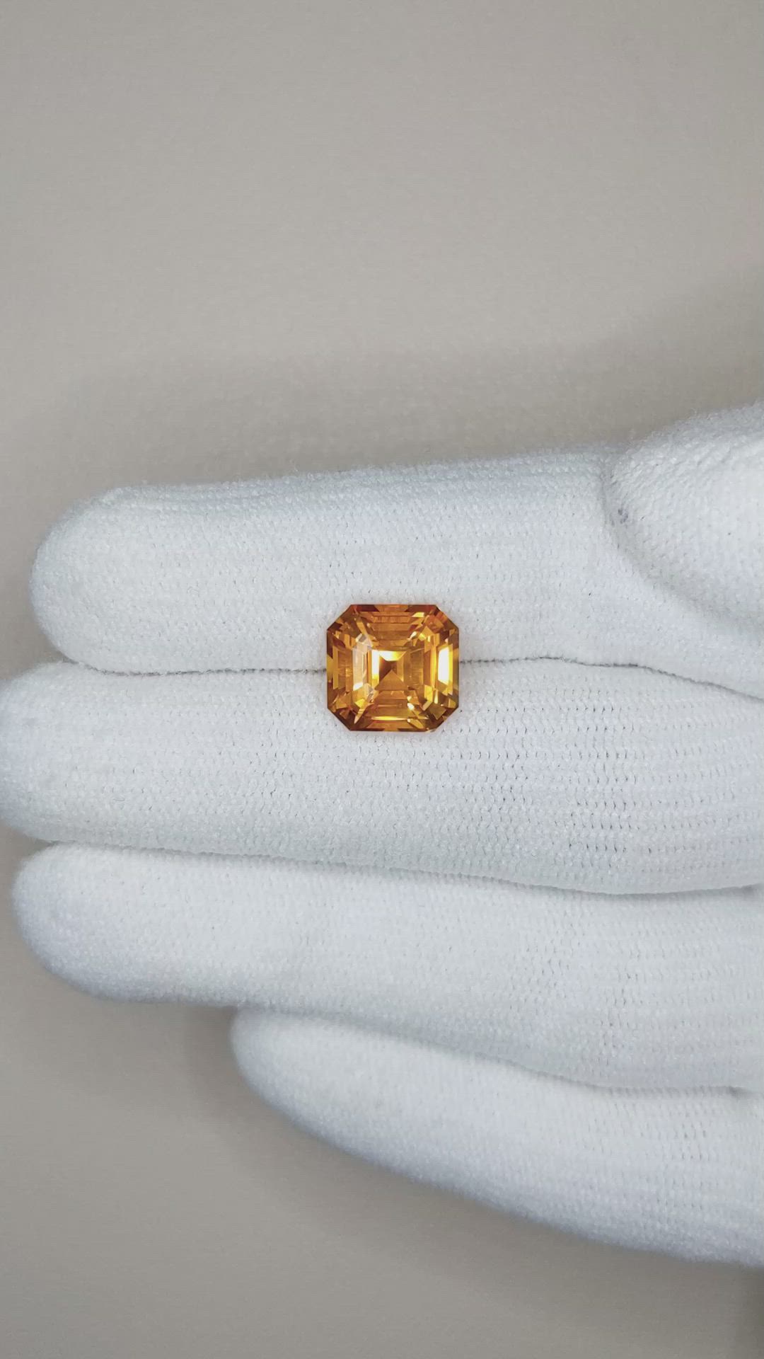 4.03 Ct. Orange Sapphire from Ceylon (Sri Lanka) Size Video