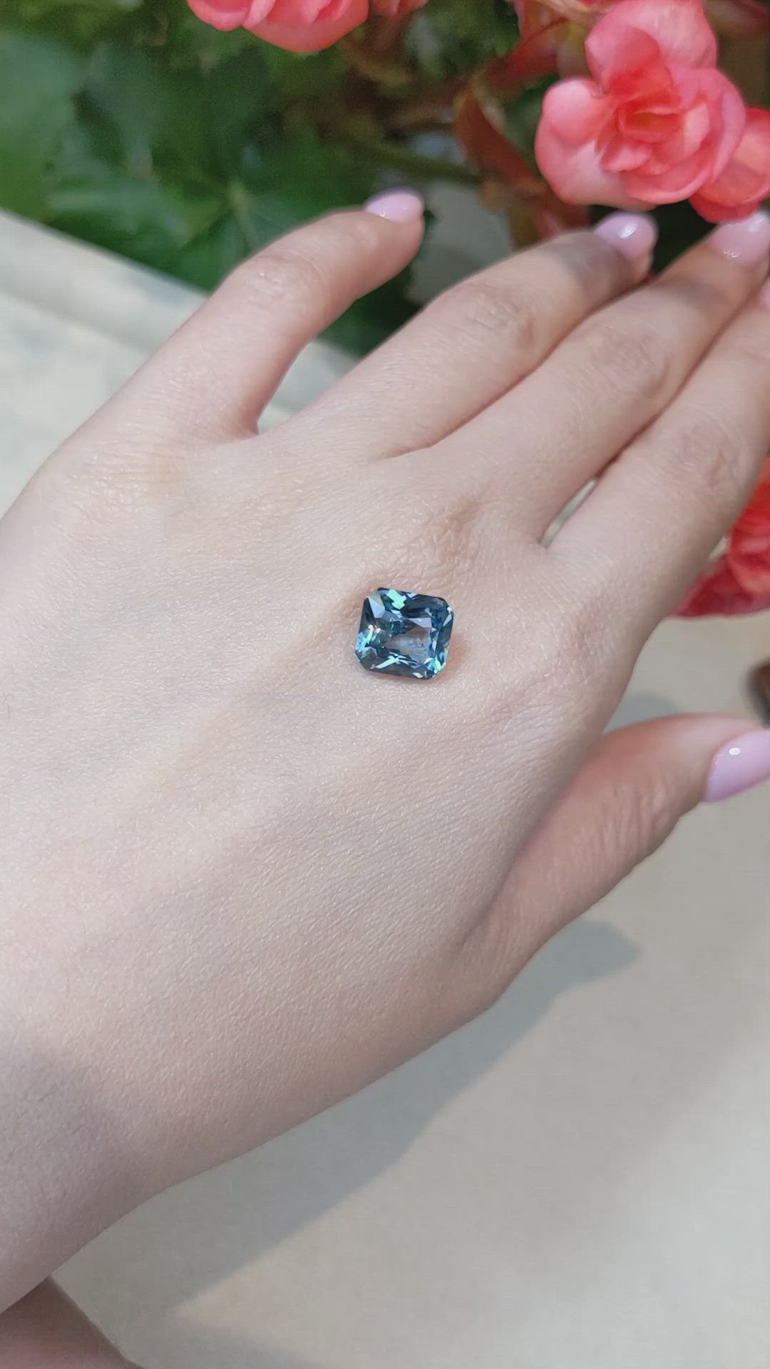 6.02 Ct. Greenish Blue Sapphire from Ceylon (Sri Lanka) Size Video