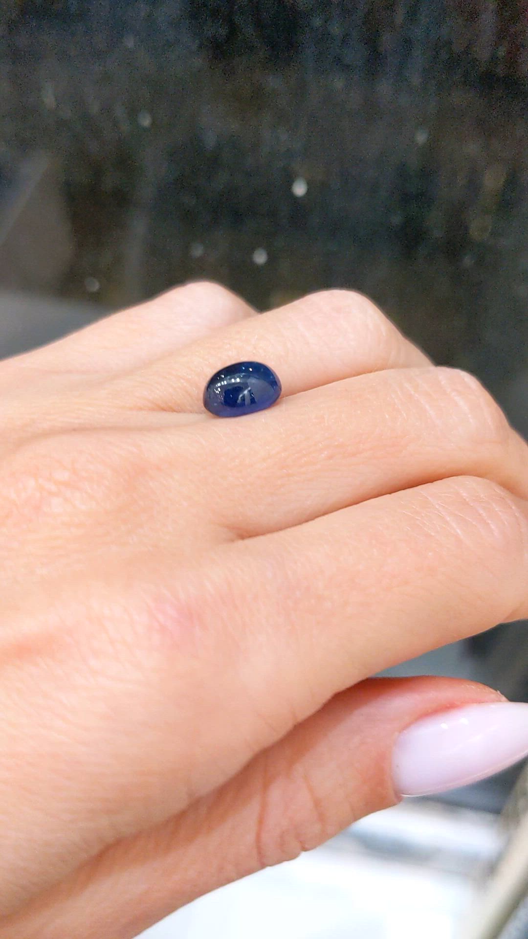 3.87 Ct. Blue Cabochon Sapphire from Ceylon (Sri Lanka) Size Video