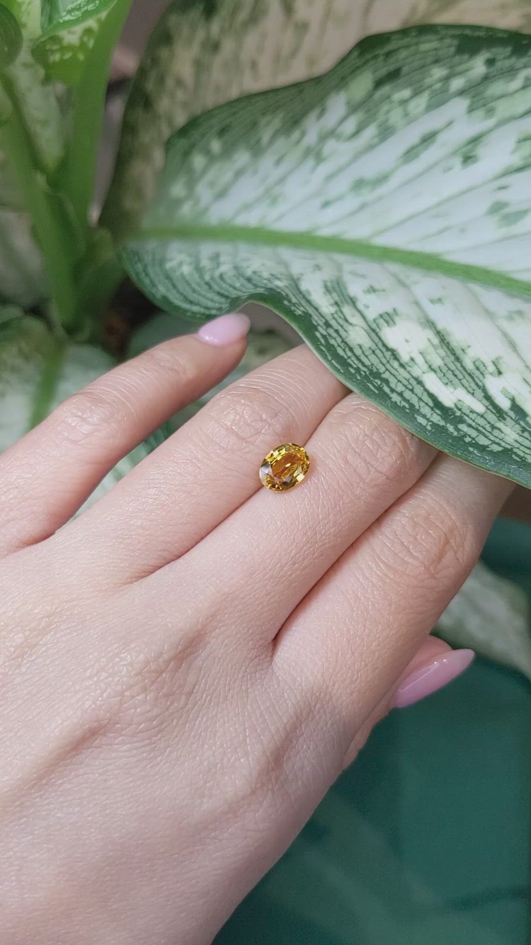 1.49 Ct. Orangish Yellow Sapphire from Ceylon (Sri Lanka) Size Video