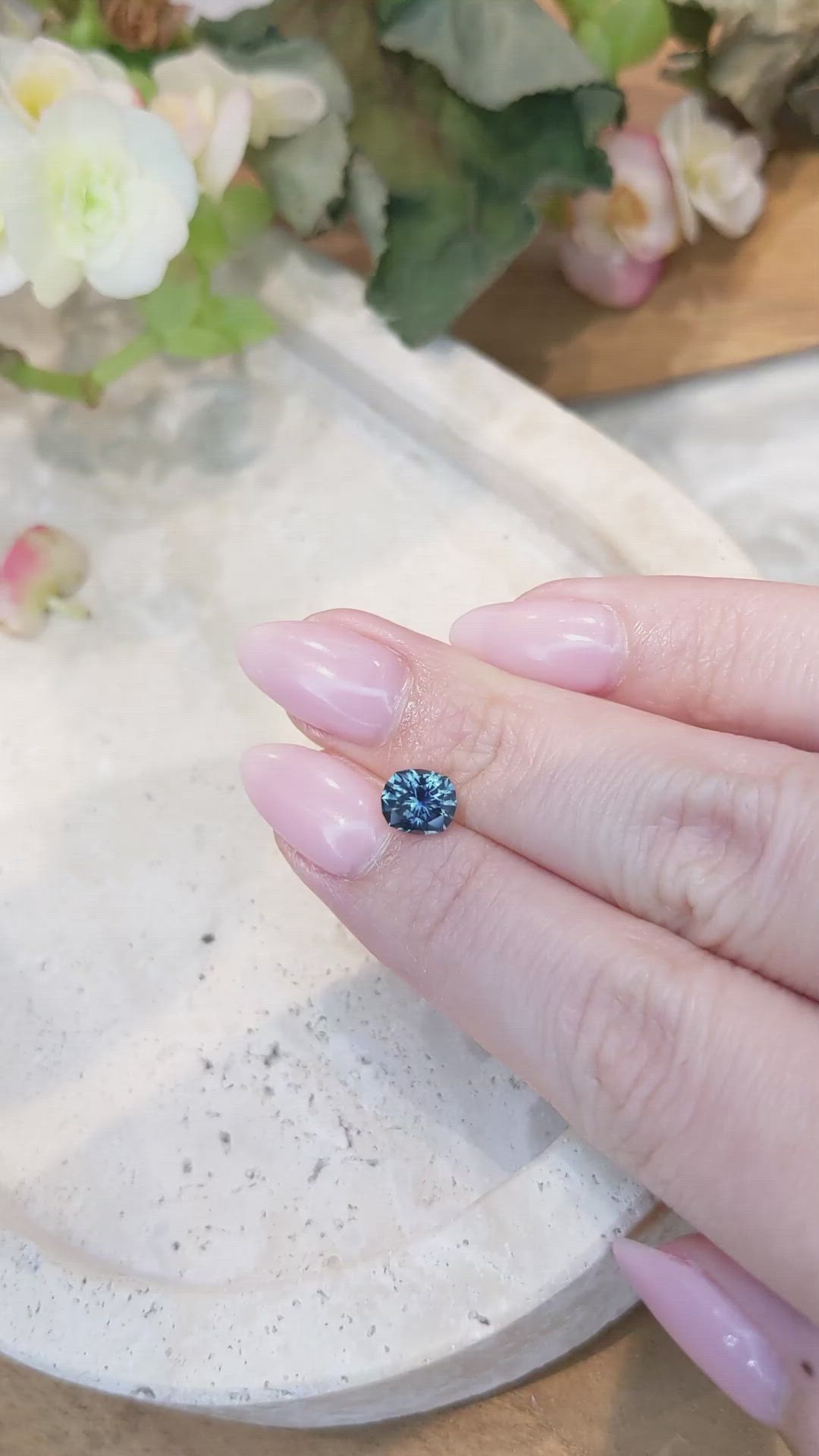 1.23 Ct. Greenish Blue Sapphire from Montana Size Video