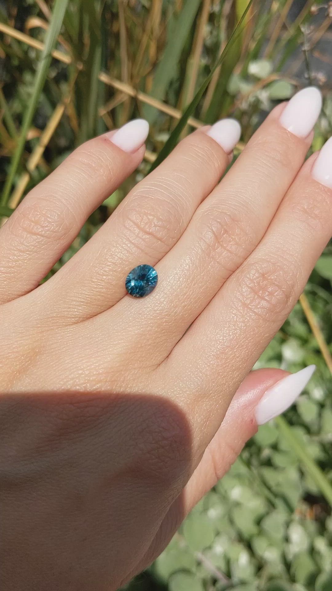 1.72 Ct. Greenish Blue Sapphire from Montana Size Video