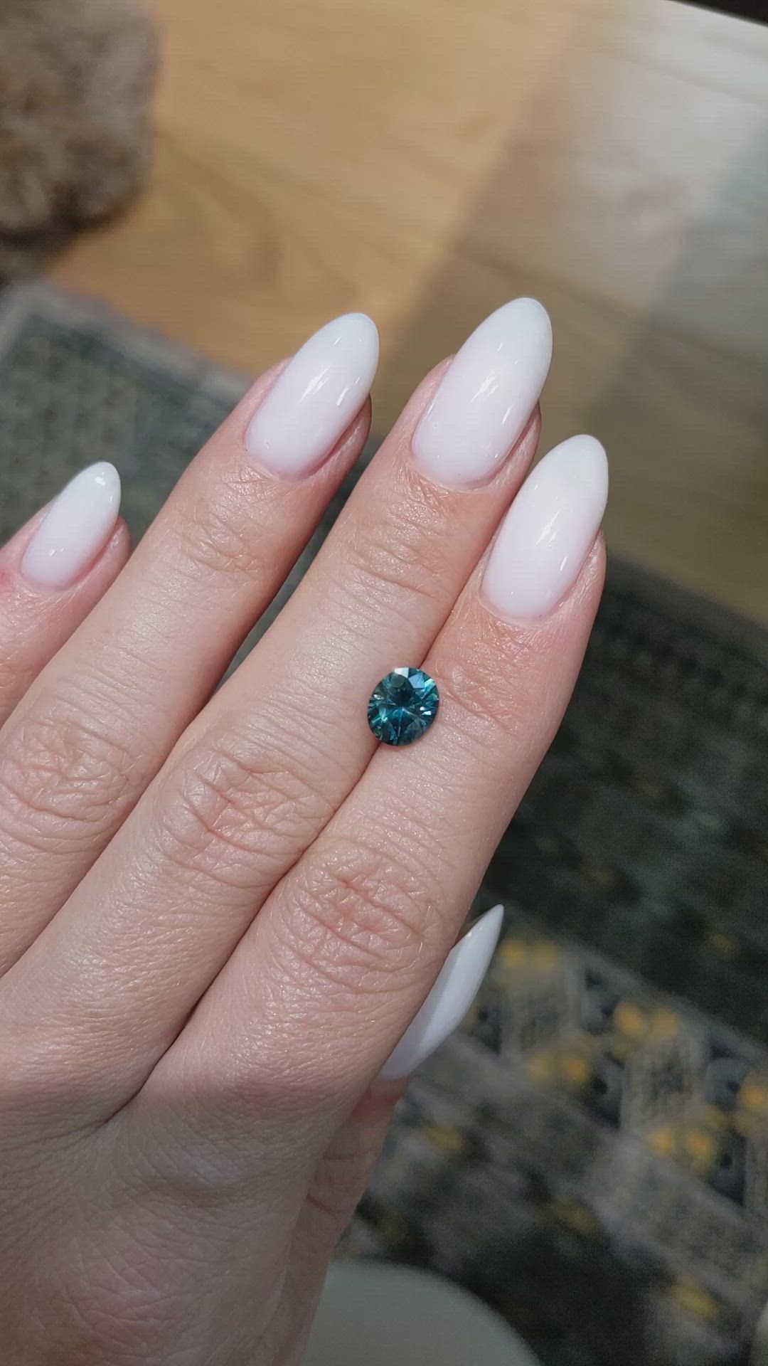 1.72 Ct. Greenish Blue Sapphire from Montana Size Video