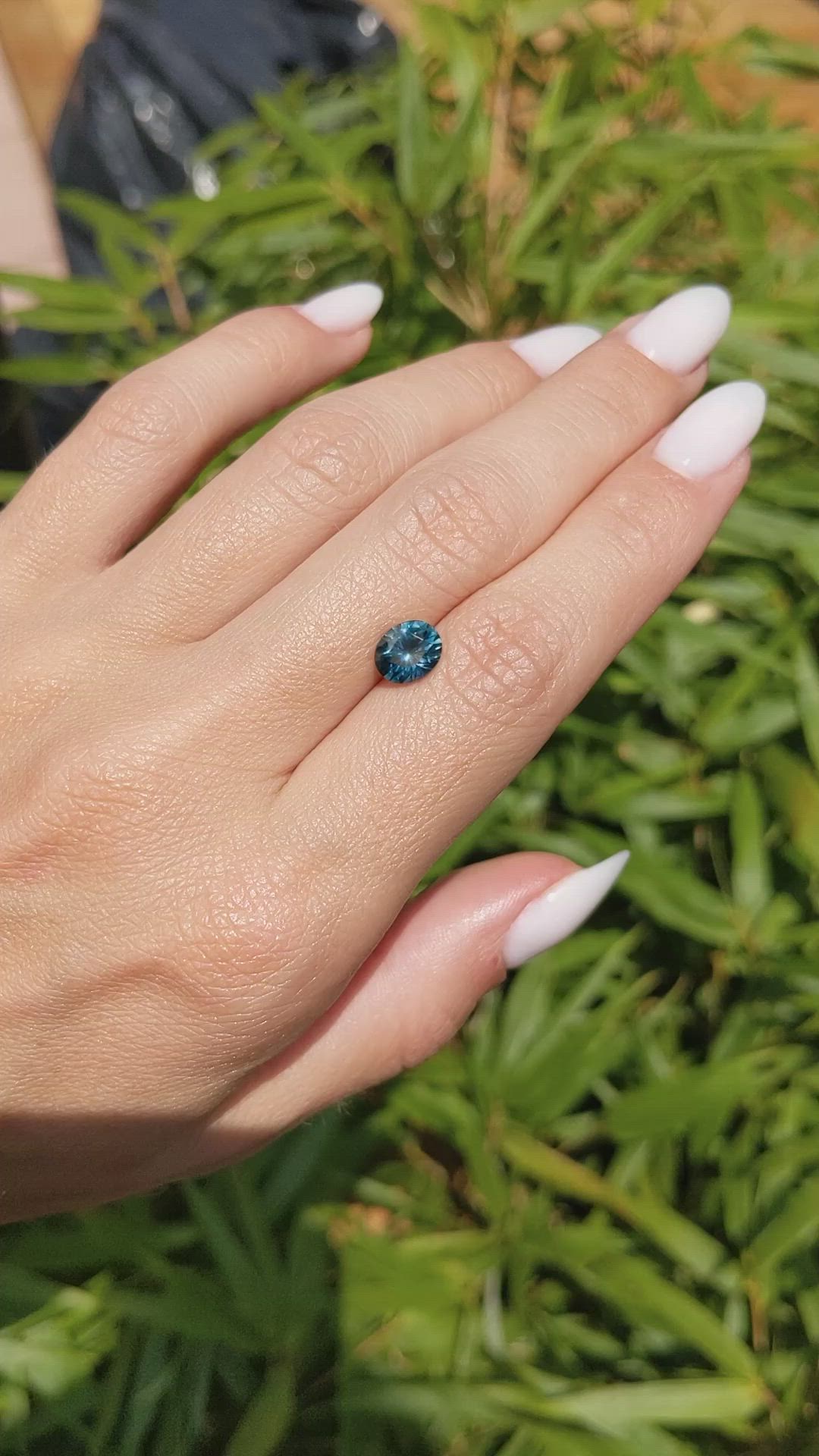 1.72 Ct. Greenish Blue Sapphire from Montana Size Video