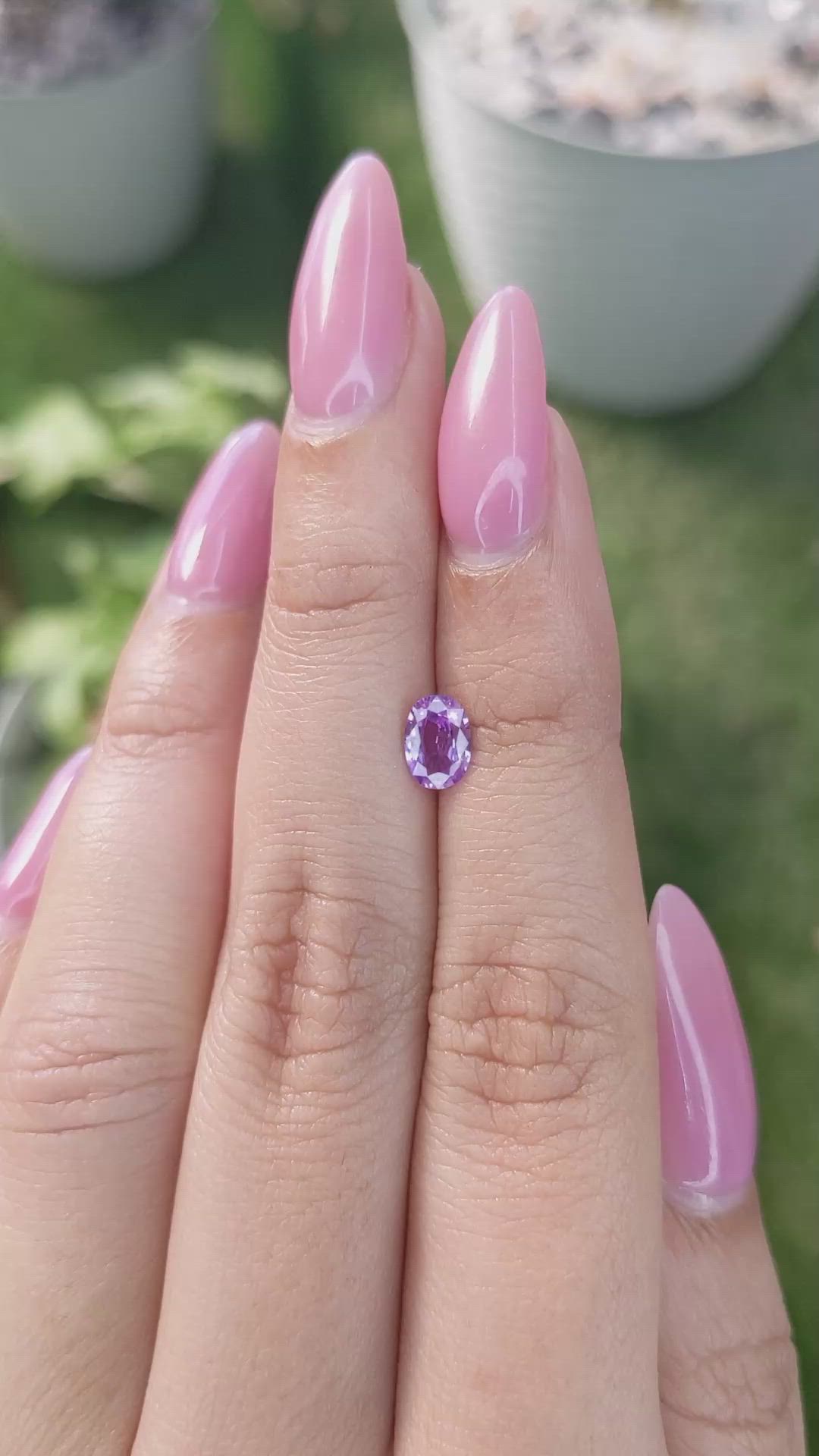 0.74 Ct. Pinkish Purple Sapphire from Ceylon (Sri Lanka) Size Video