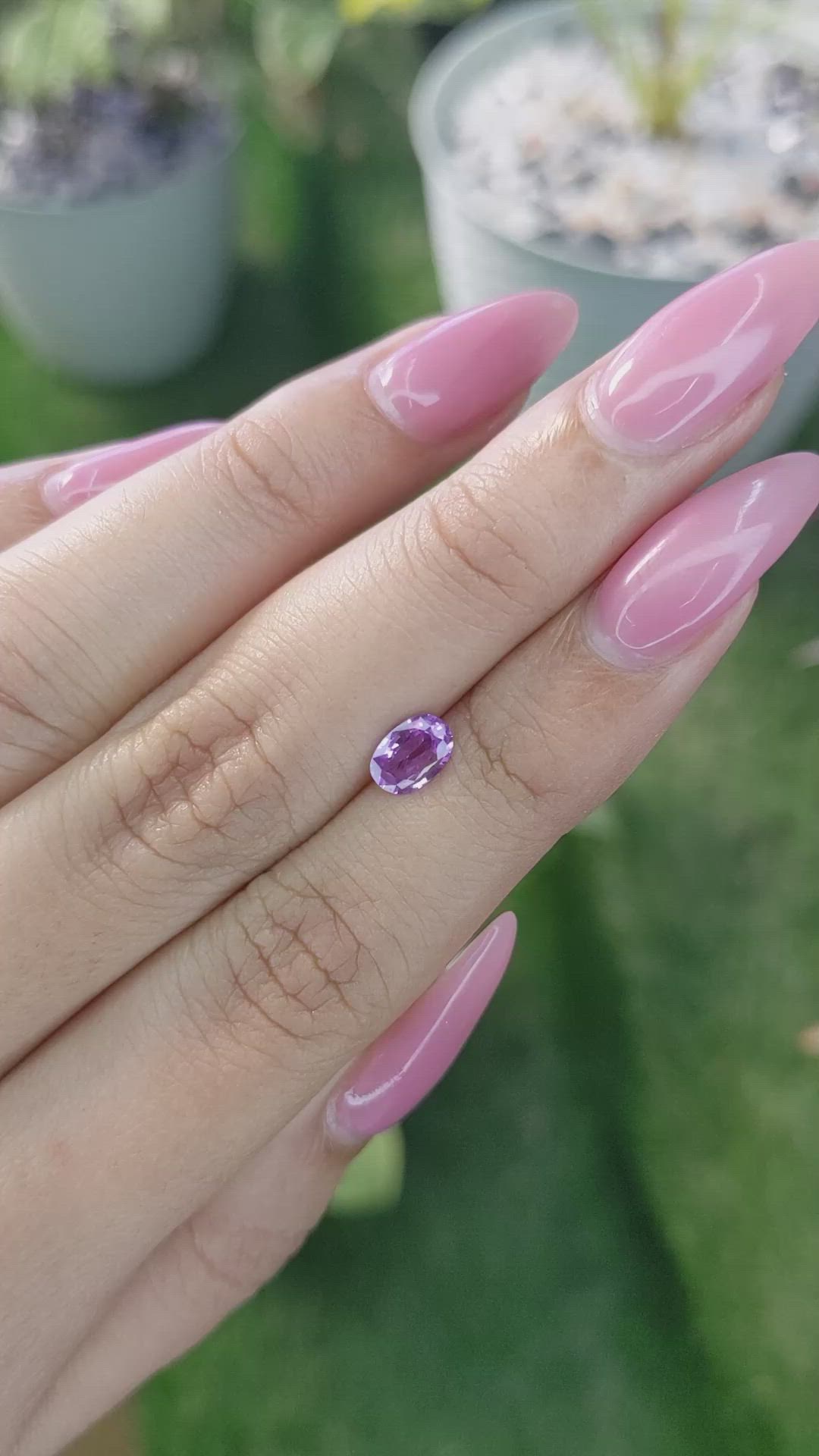 0.74 Ct. Pinkish Purple Sapphire from Ceylon (Sri Lanka) Size Video