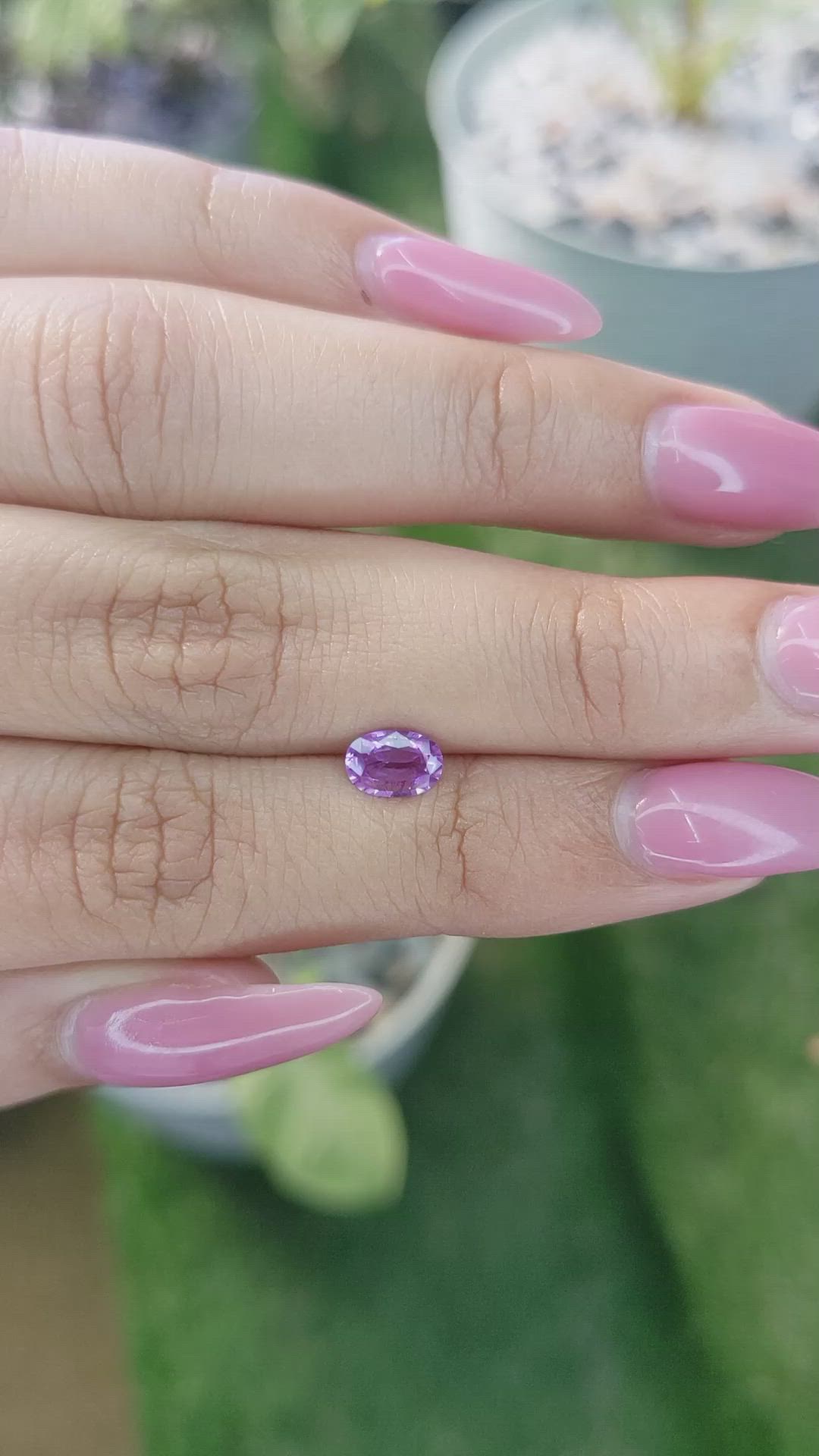 0.74 Ct. Pinkish Purple Sapphire from Ceylon (Sri Lanka) Size Video