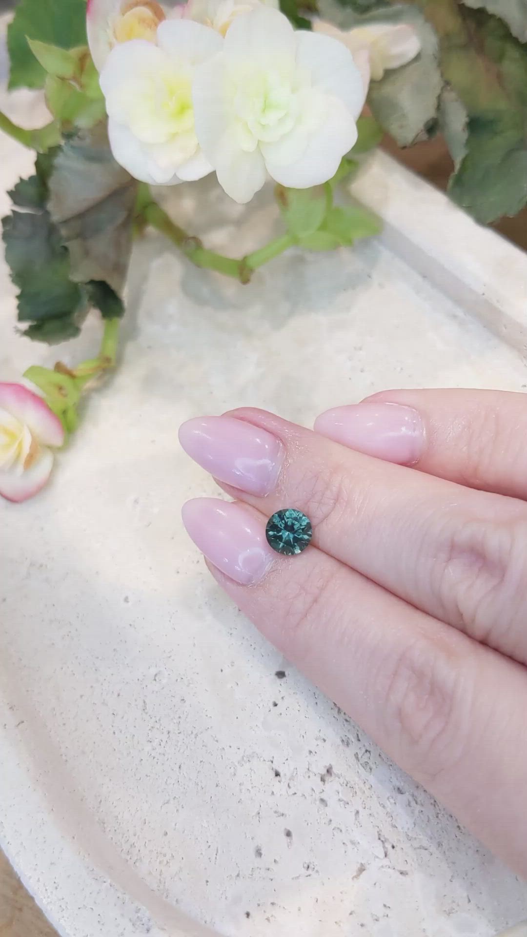 1.35 Ct. Greenish Blue Sapphire from Montana Size Video