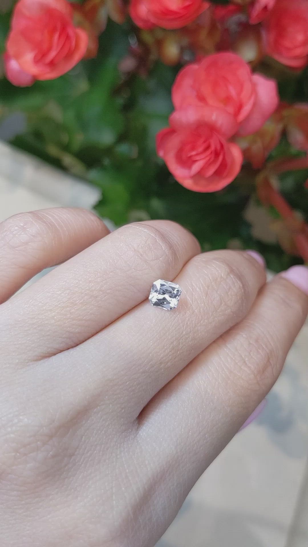 1.10 Ct. White Sapphire from Ceylon (Sri Lanka) Size Video