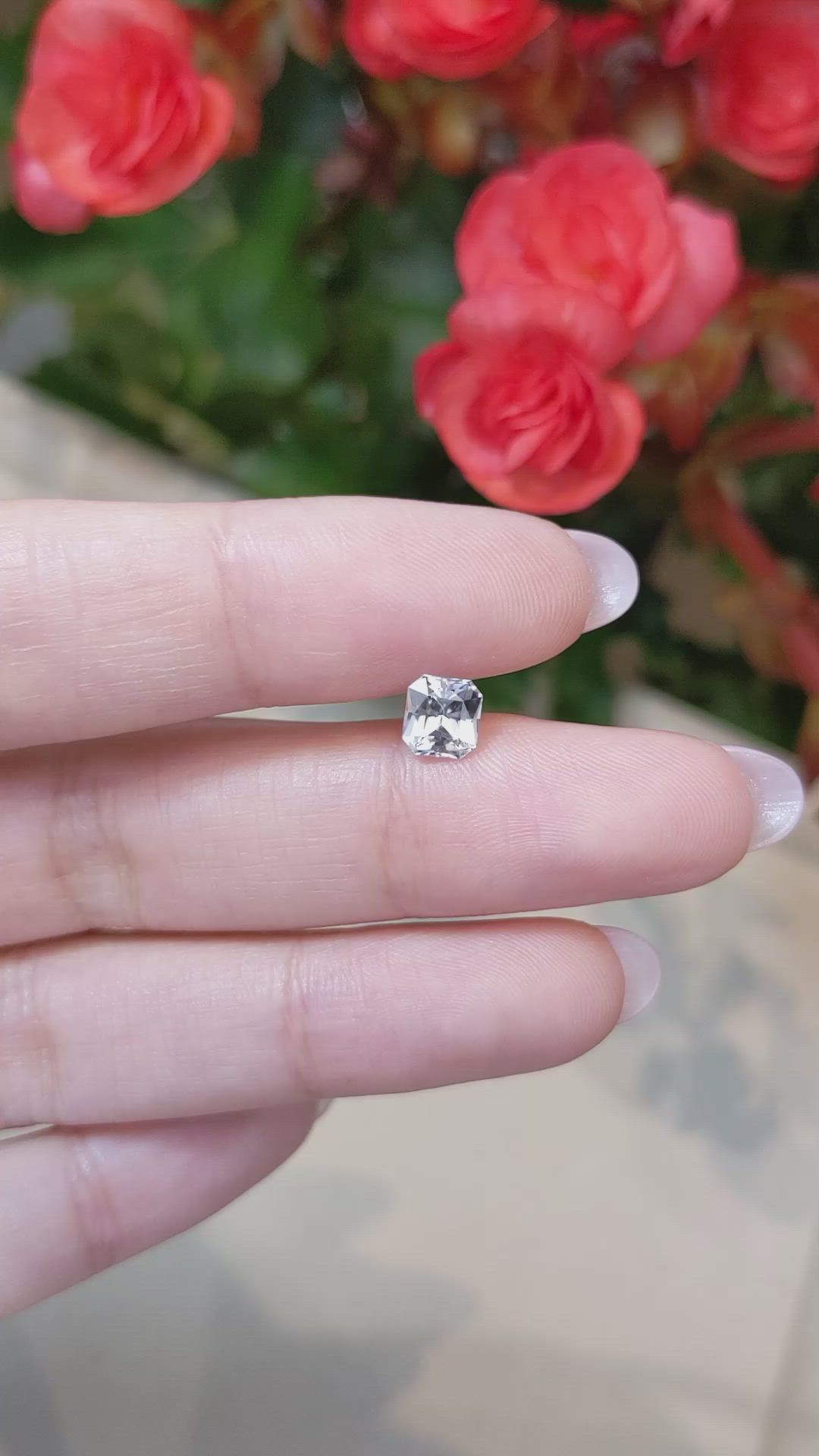 1.10 Ct. White Sapphire from Ceylon (Sri Lanka) Size Video