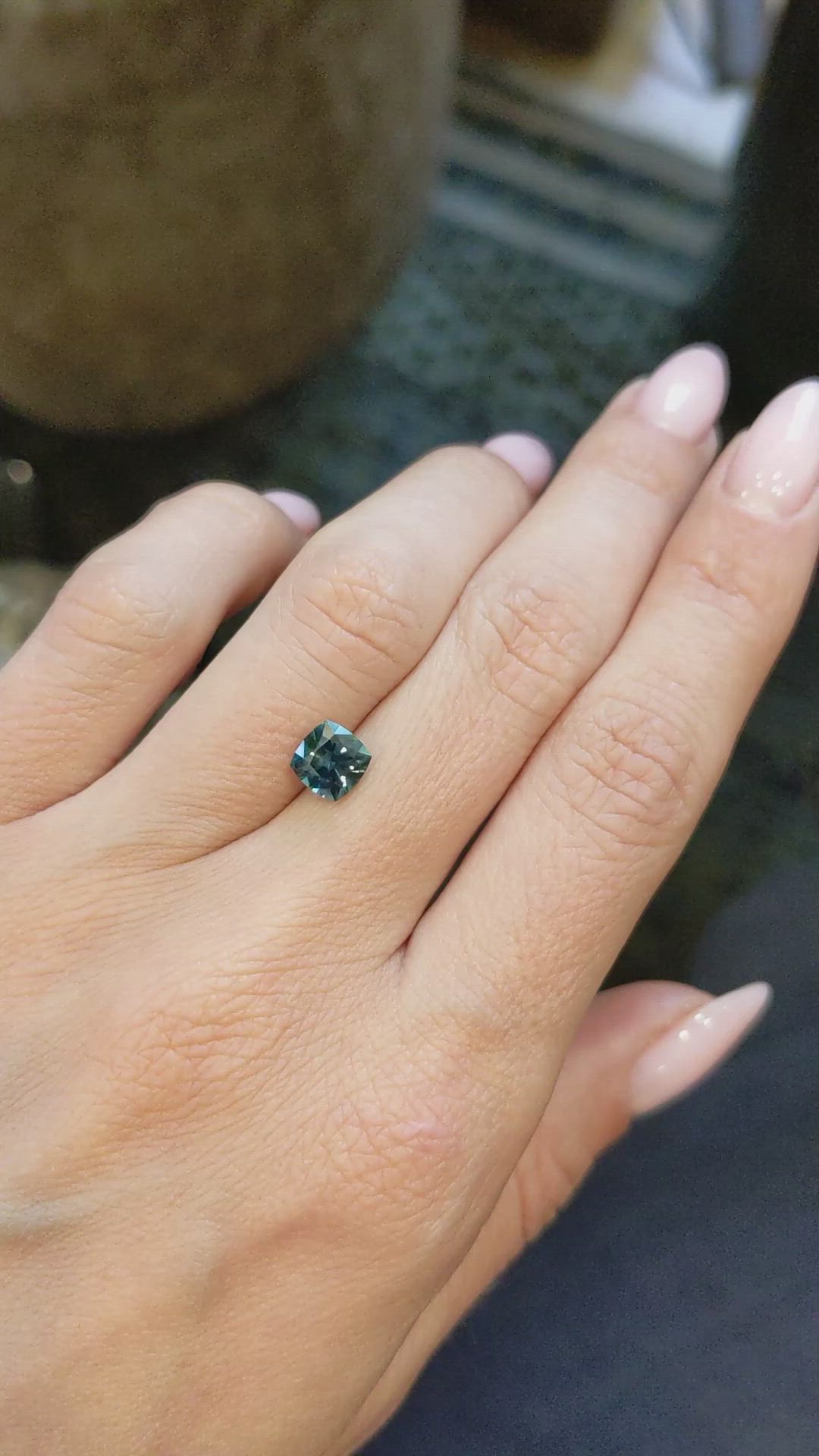 1.49 Ct. Greenish Blue Sapphire from Montana Size Video