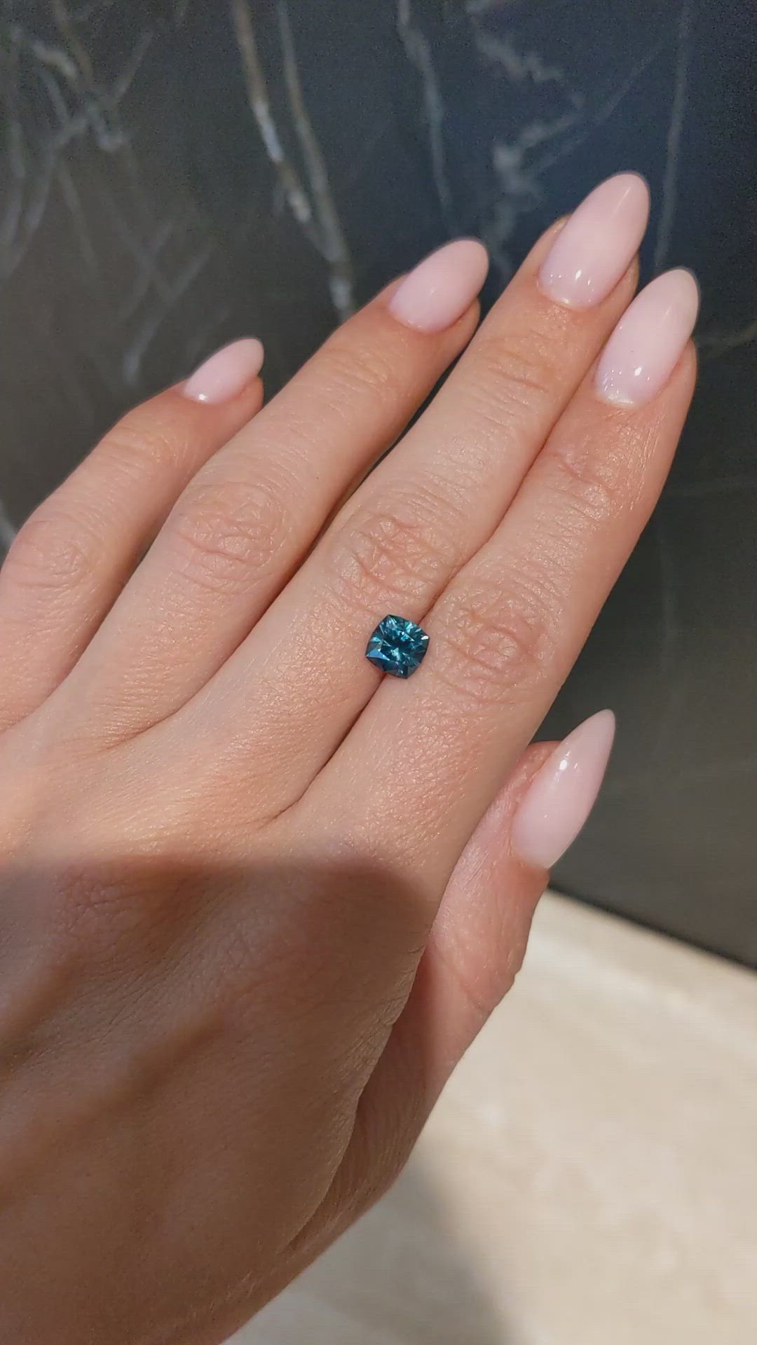 1.49 Ct. Greenish Blue Sapphire from Montana Size Video