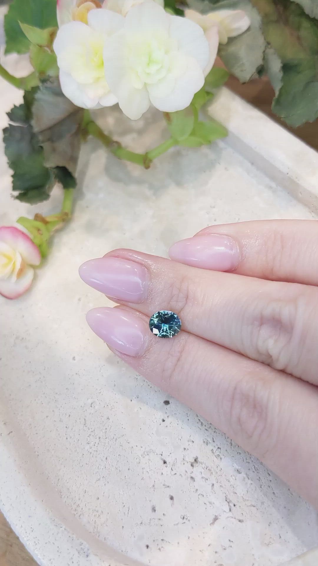 1.62 Ct. Greenish Blue Sapphire from Montana Size Video