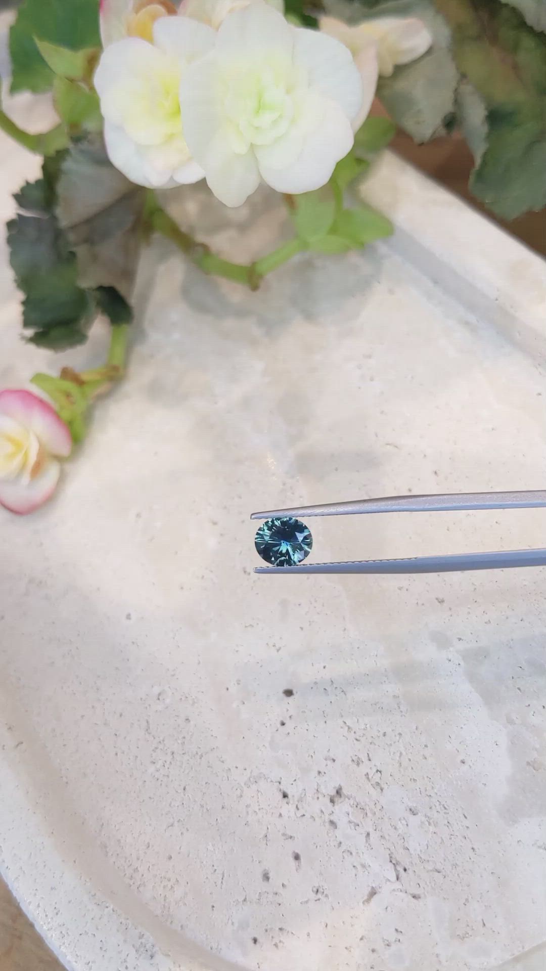 1.62 Ct. Greenish Blue Sapphire from Montana Size Video