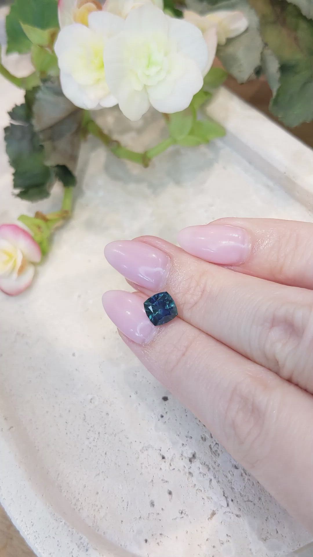 1.95 Ct. Greenish Blue Sapphire from Montana Size Video