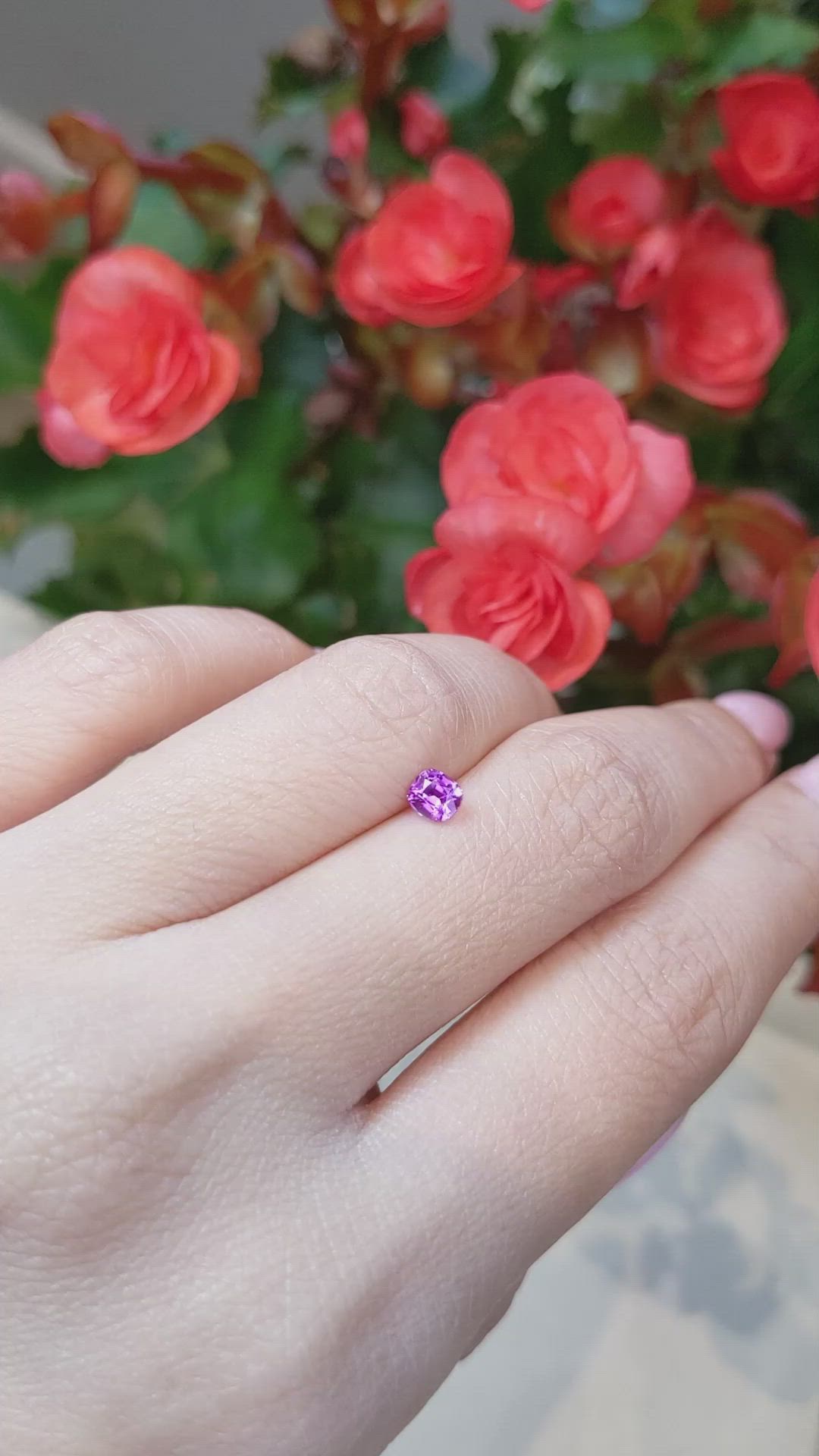 0.37 Ct. Purplish Pink Sapphire from Ceylon (Sri Lanka) Size Video