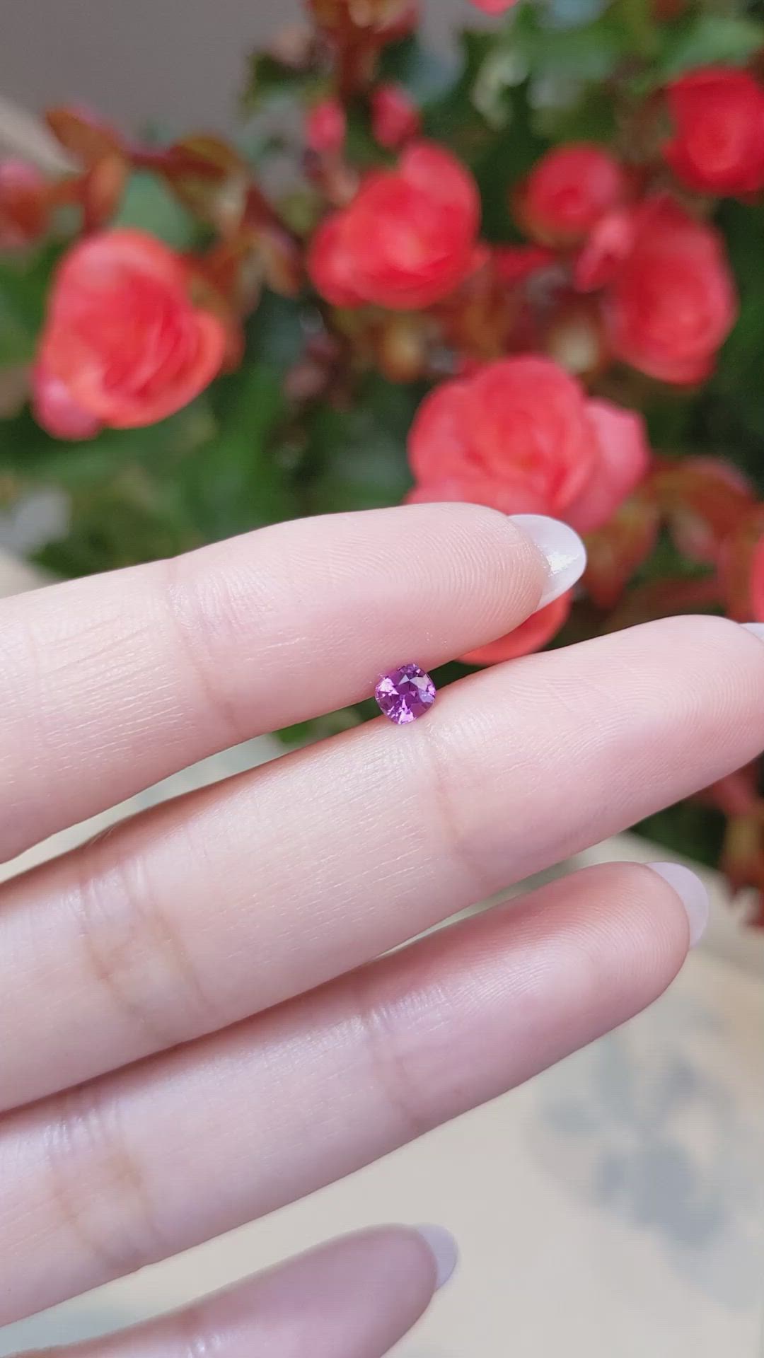 0.37 Ct. Purplish Pink Sapphire from Ceylon (Sri Lanka) Size Video