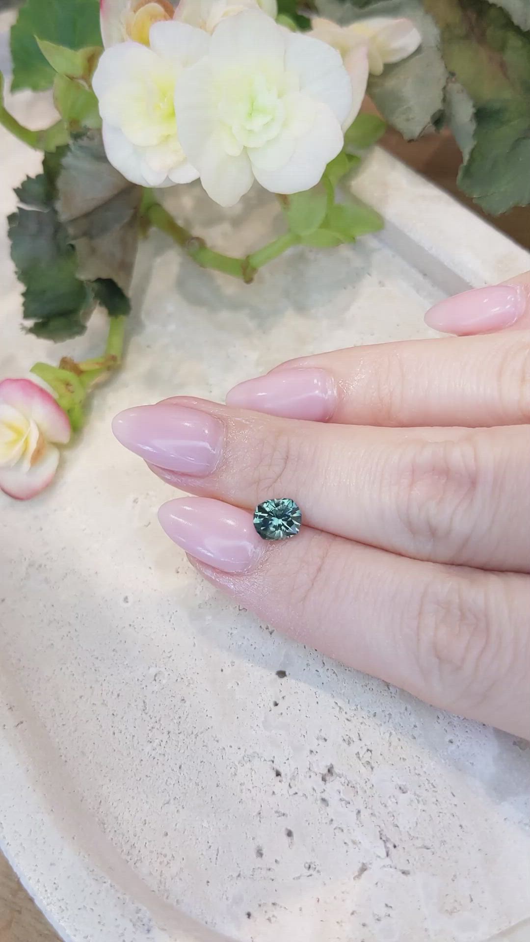 1.18 Ct. Bluish Green Sapphire from Montana Size Video
