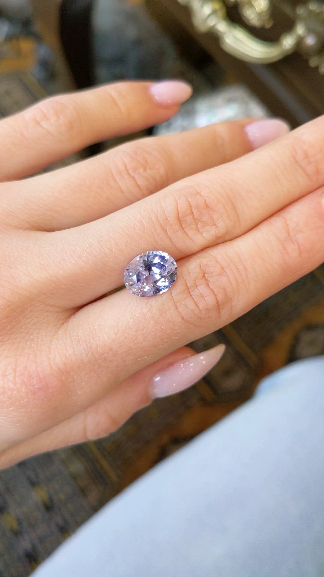 4.51 Ct. Violet Sapphire from Ceylon (Sri Lanka) Size Video