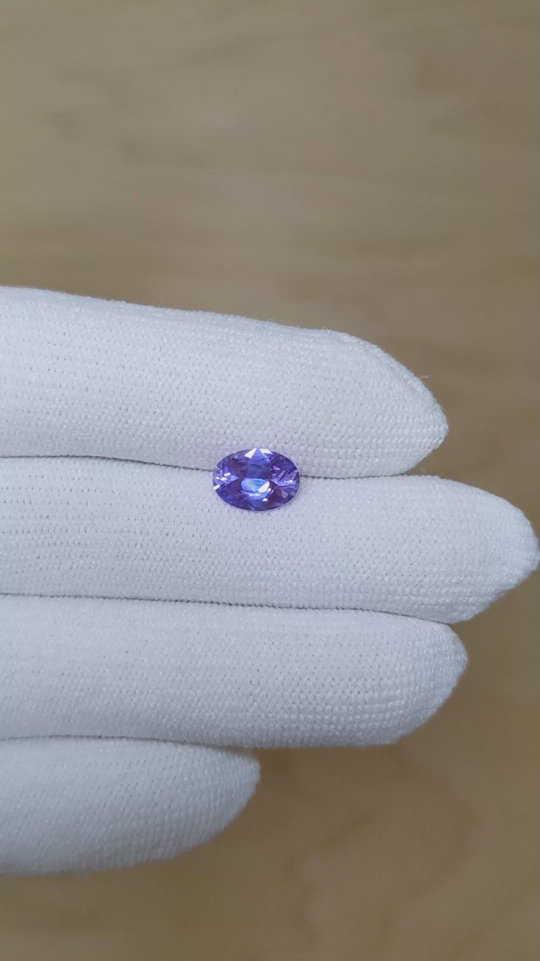 1.73 Ct. Violet Sapphire from Ceylon (Sri Lanka) Size Video
