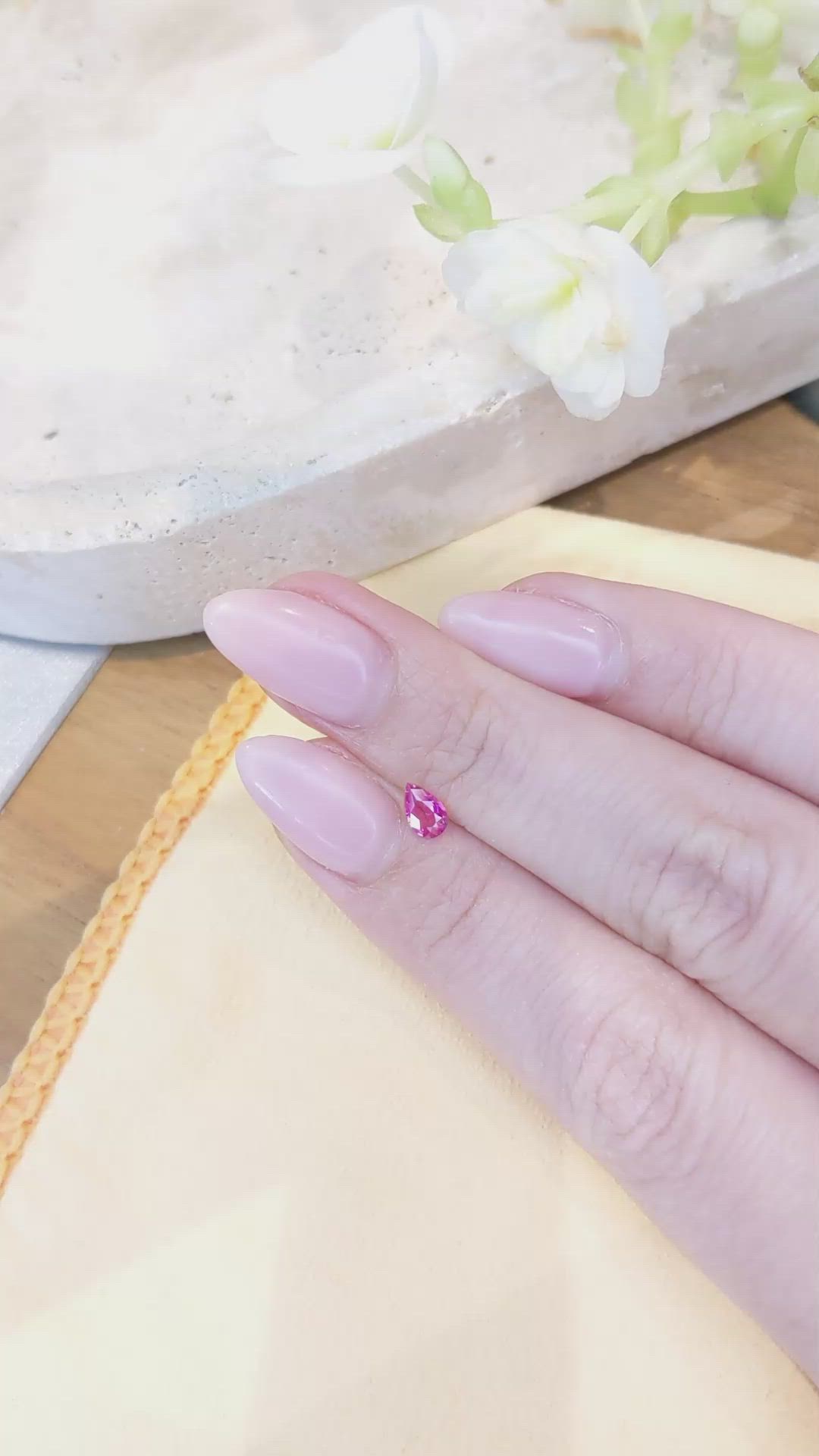 0.39 Ct. Purplish Pink Sapphire from Ceylon (Sri Lanka) Size Video