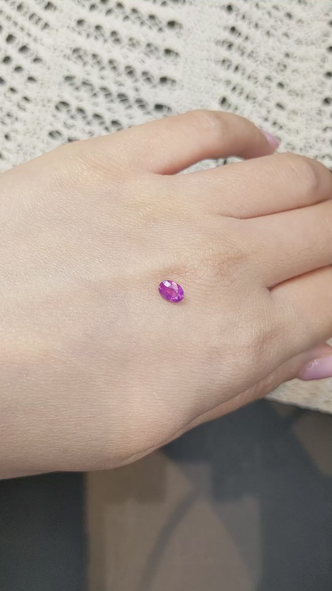 0.59 Ct. Purplish Pink Sapphire from Ceylon (Sri Lanka) Size Video
