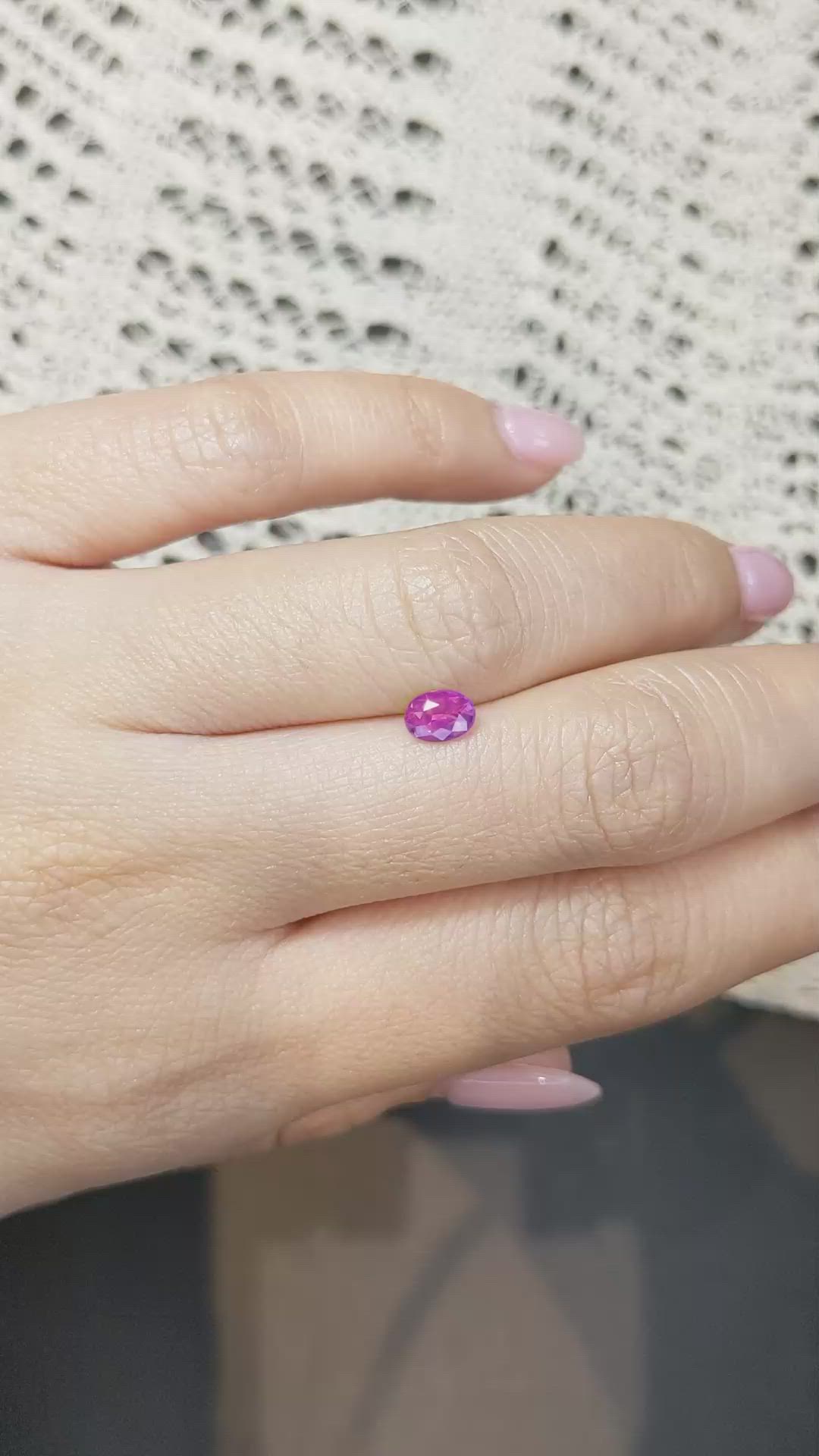 0.59 Ct. Purplish Pink Sapphire from Ceylon (Sri Lanka) Size Video