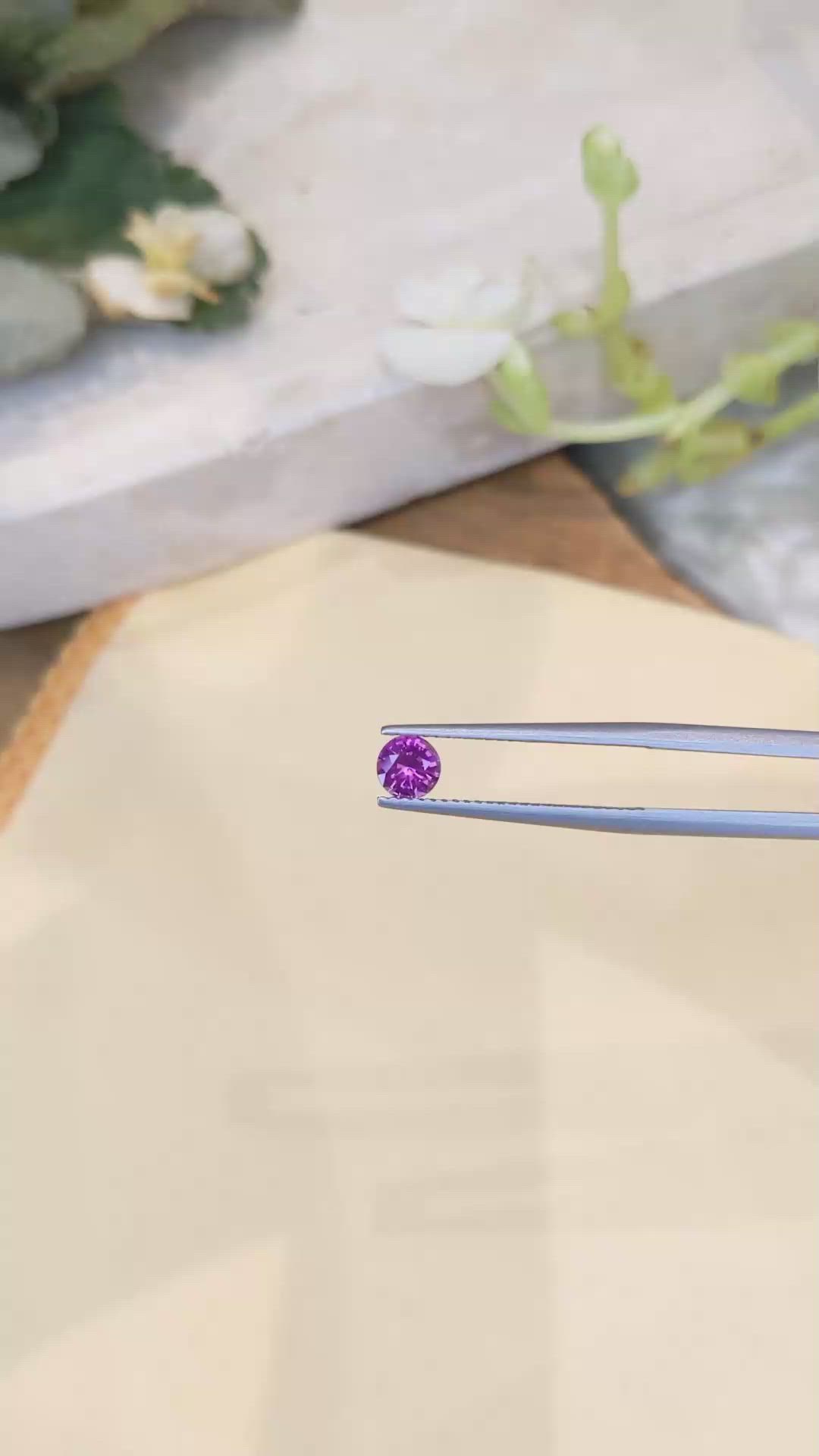 0.56 Ct. Pinkish Purple Sapphire from Ceylon (Sri Lanka) Size Video