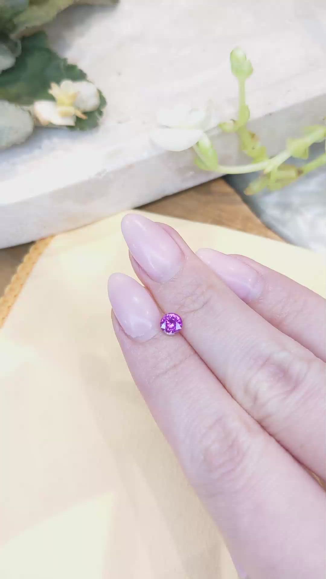0.56 Ct. Pinkish Purple Sapphire from Ceylon (Sri Lanka) Size Video