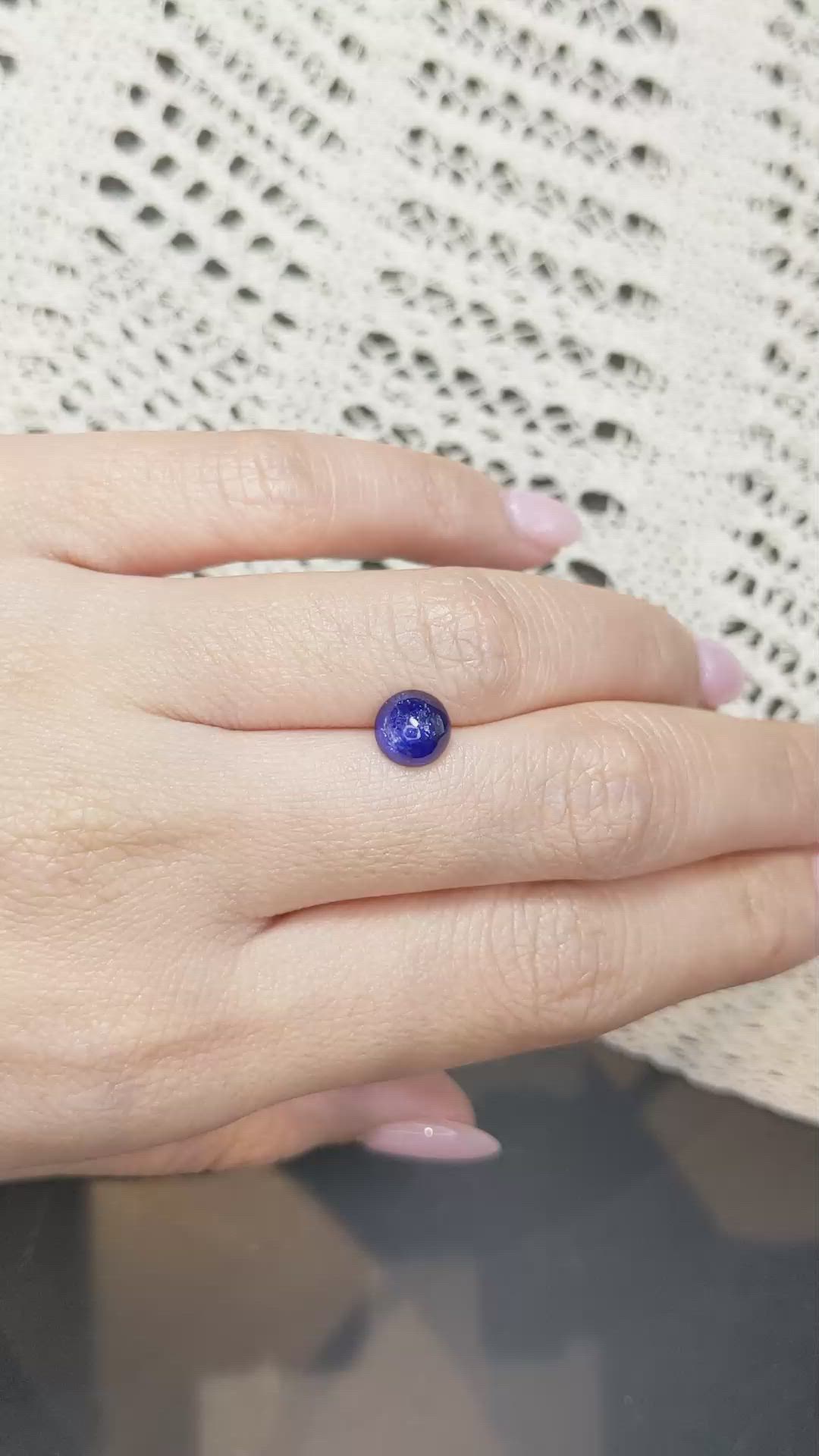 1.90 Ct. Blue Cabochon Sapphire from Ceylon (Sri Lanka) Size Video