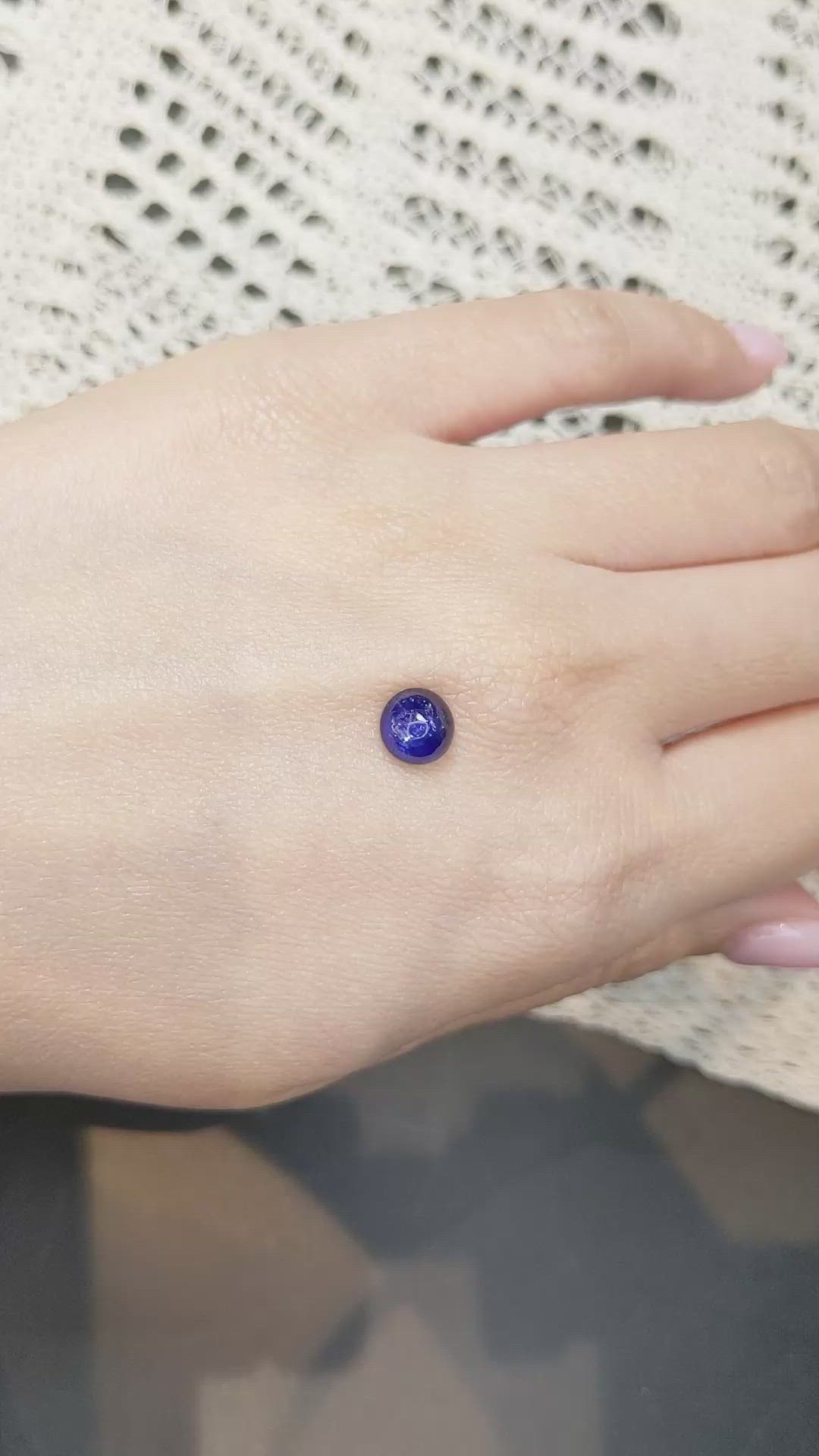 1.90 Ct. Blue Cabochon Sapphire from Ceylon (Sri Lanka) Size Video
