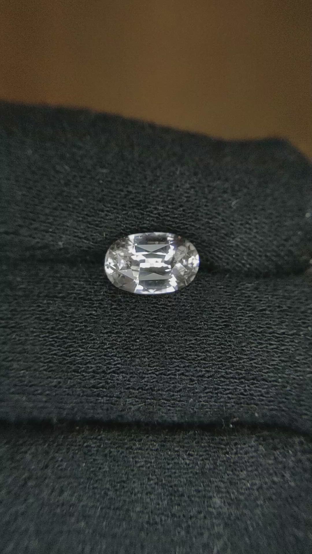 1.77 Ct. White Sapphire from Ceylon (Sri Lanka) Size Video