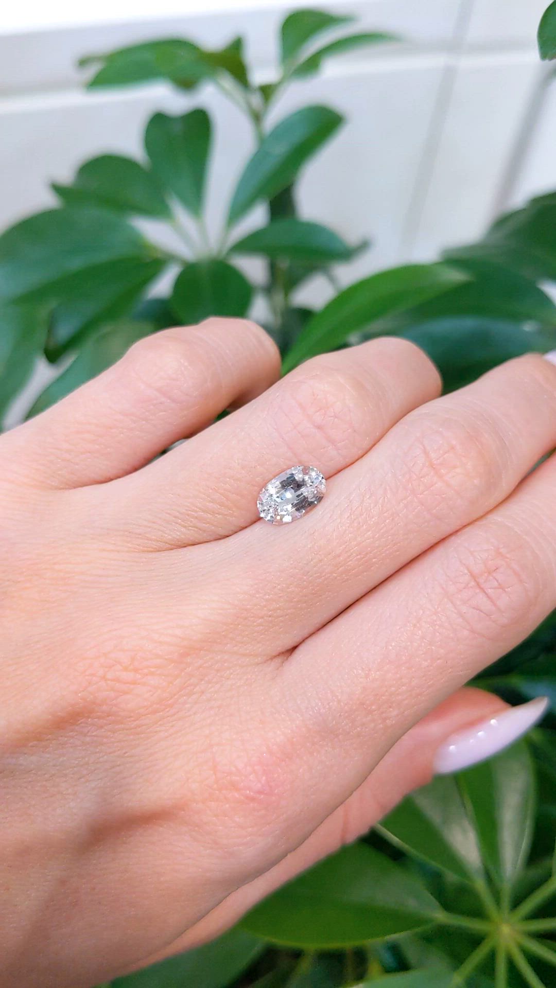1.77 Ct. White Sapphire from Ceylon (Sri Lanka) Size Video