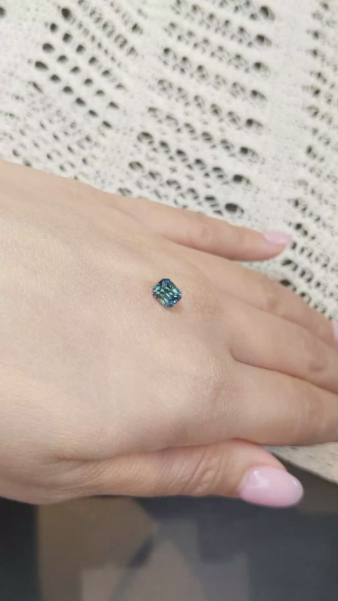 1.16 Ct. Bluish Green Sapphire from Madagascar Size Video