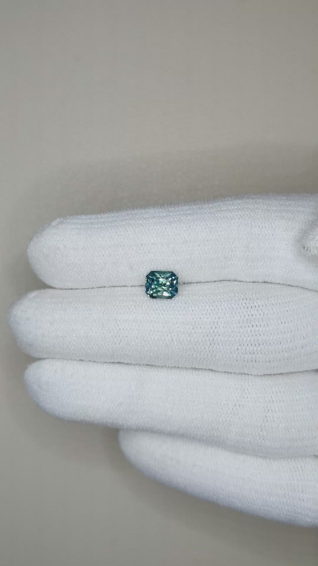 1.16 Ct. Bluish Green Sapphire from Madagascar Size Video