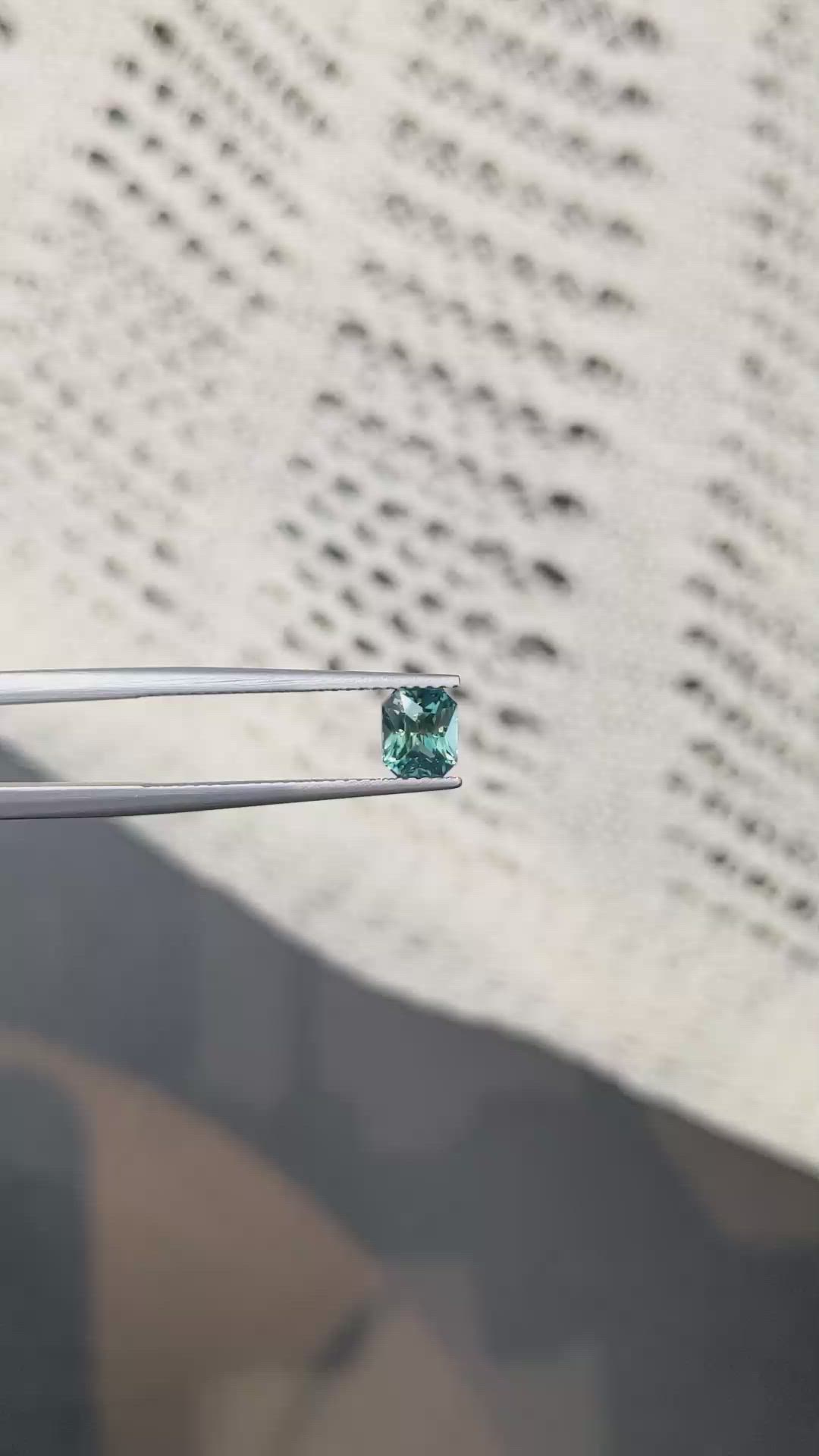 1.16 Ct. Bluish Green Sapphire from Madagascar Size Video
