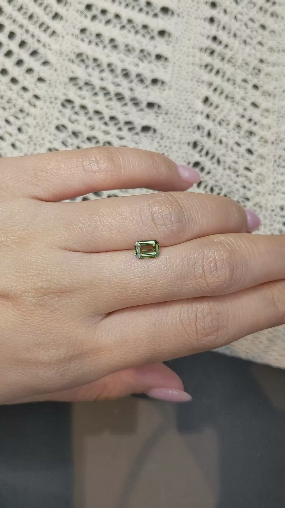 1.04 Ct. Green Sapphire from Madagascar Size Video