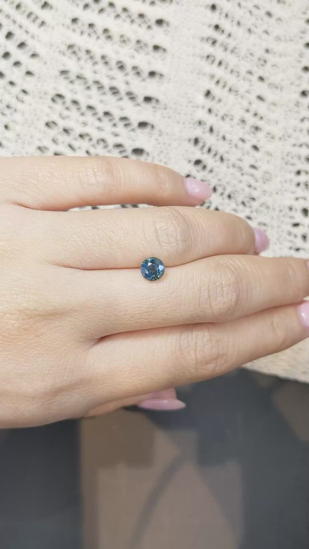 1.28 Ct. Greenish Blue Sapphire from Madagascar Size Video