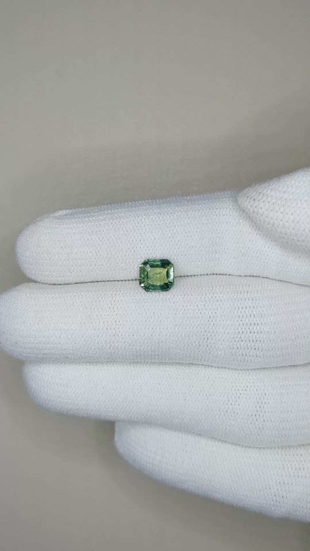 1.34 Ct. Yellowish Green Sapphire from Madagascar Size Video